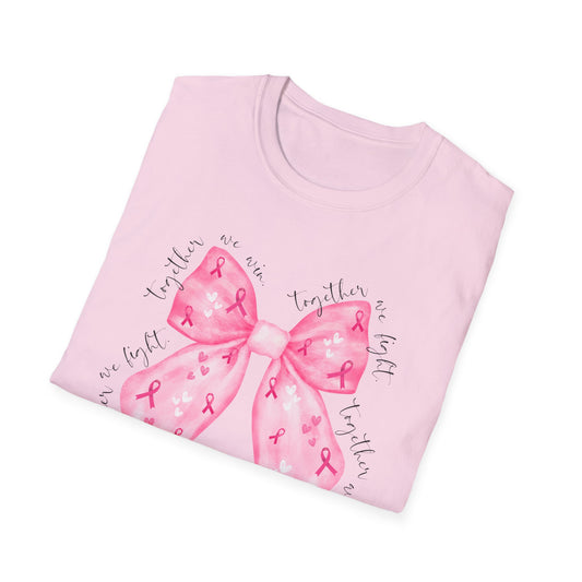 We Fight, We Win- Breast Cancer Awareness Tee, Unisex Softstyle T-Shirt
