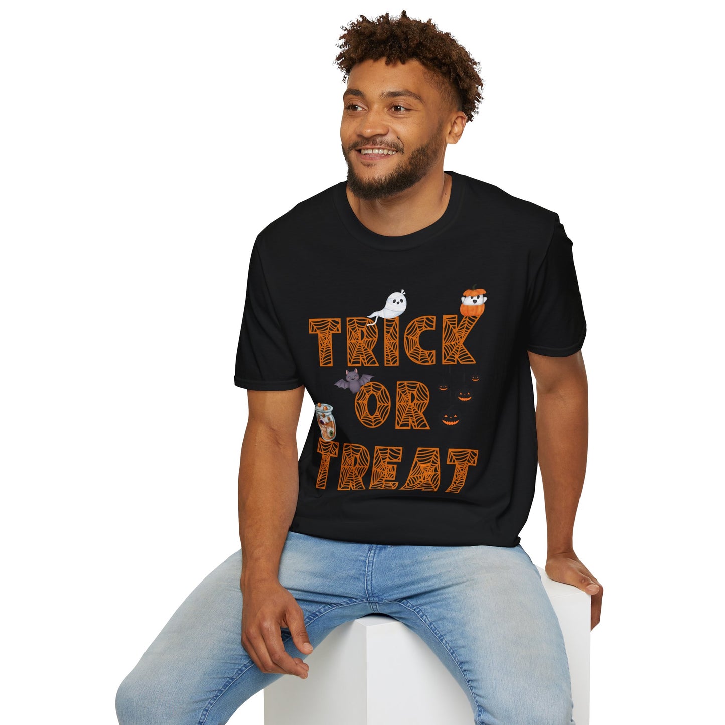 Trick or Treat Halloween Themed T-Shirt- Unisex Softstlye