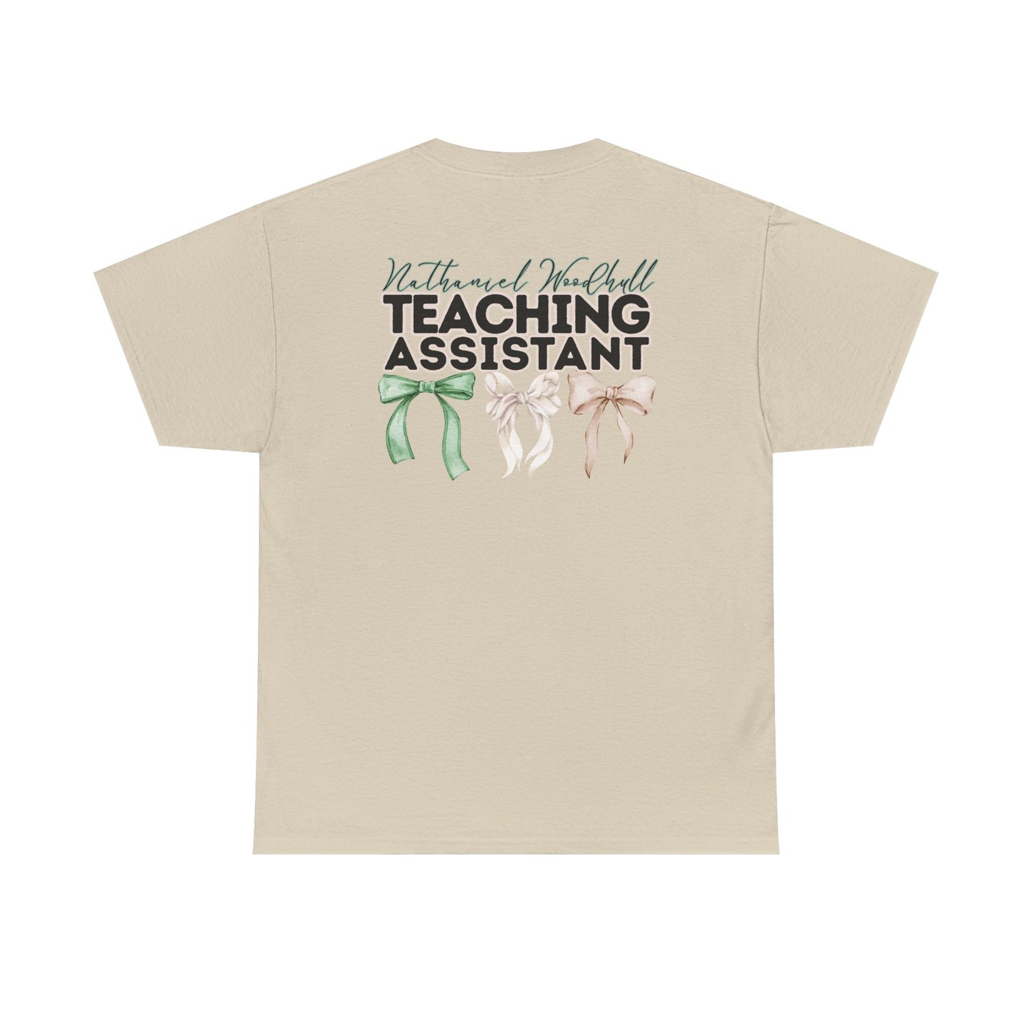 Woodhull Teaching Assistant and Bows- Unisex Heavy Cotton Tee with Bow Design