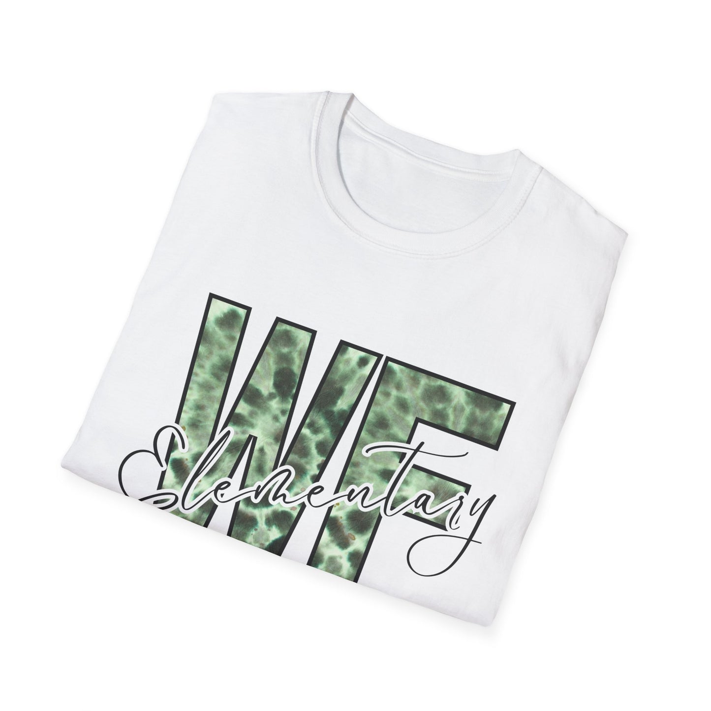 Tie Dye WFE Stylish Unisex Softstyle T-Shirt with WF Elementary Design