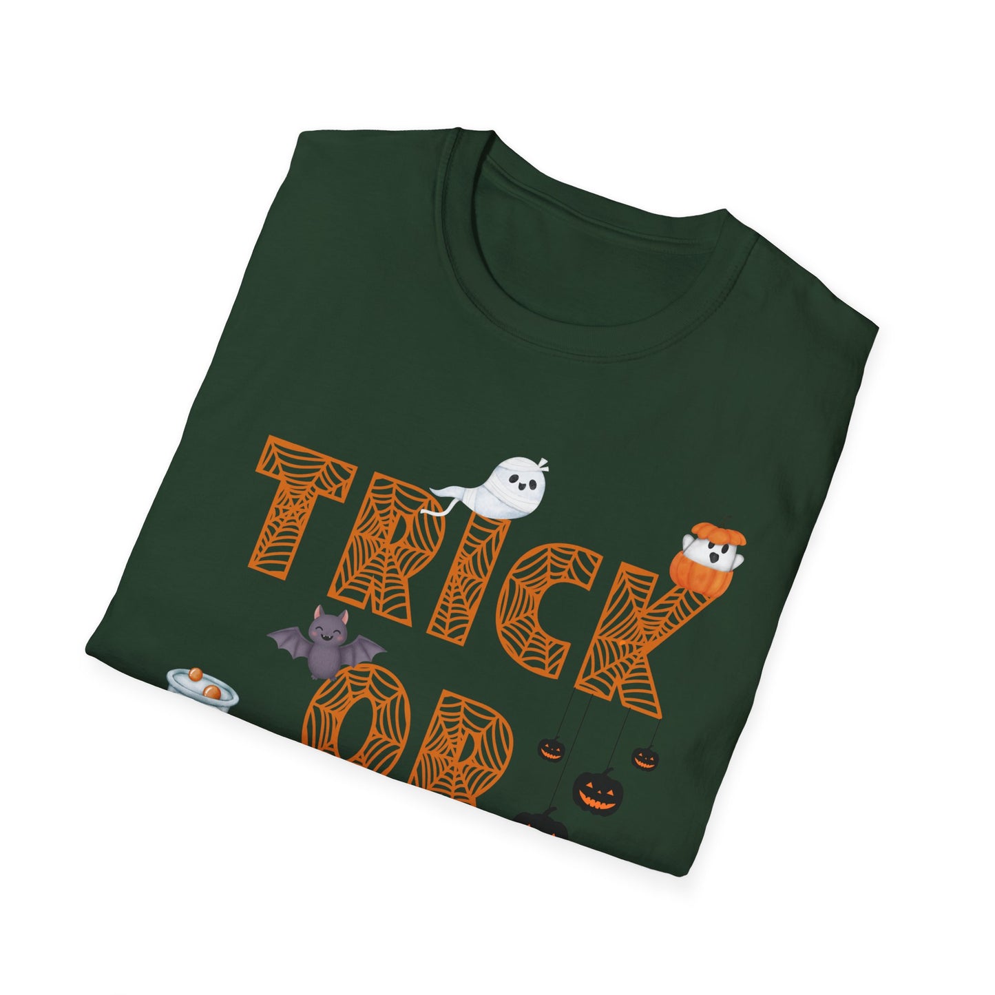 Trick or Treat Halloween Themed T-Shirt- Unisex Softstlye