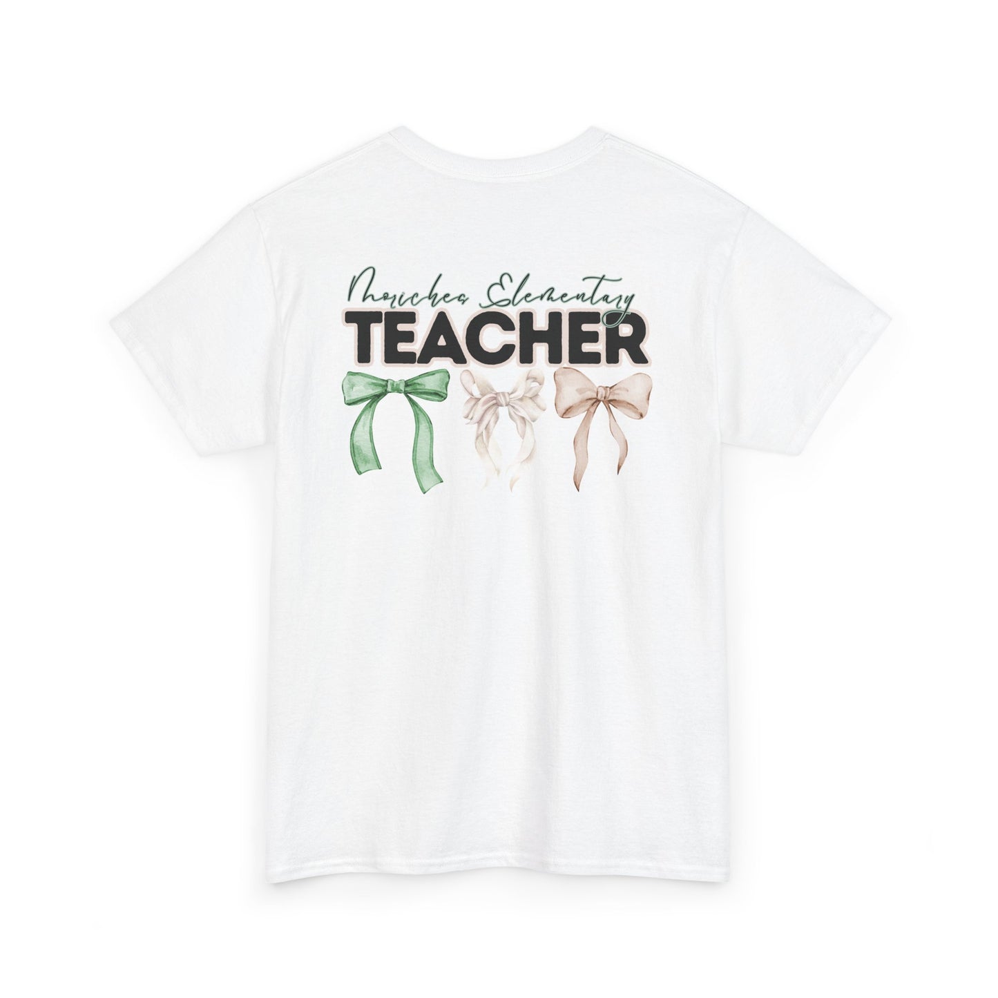 Moriches Teacher and Bows- Unisex Heavy Cotton Tee with Bow Design