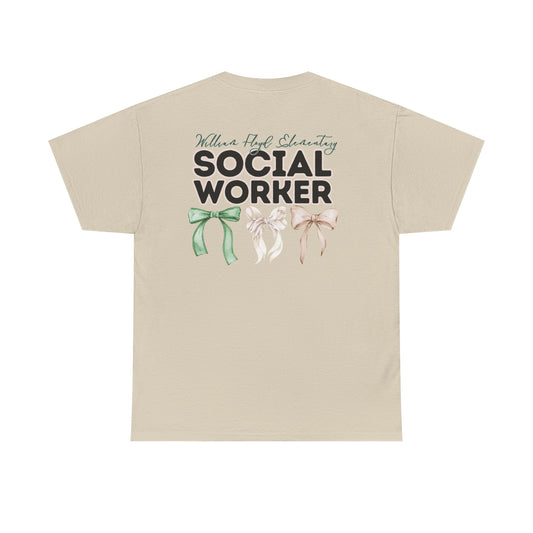 WFE Social Worker and Bows- Unisex Heavy Cotton Tee with Bow Design