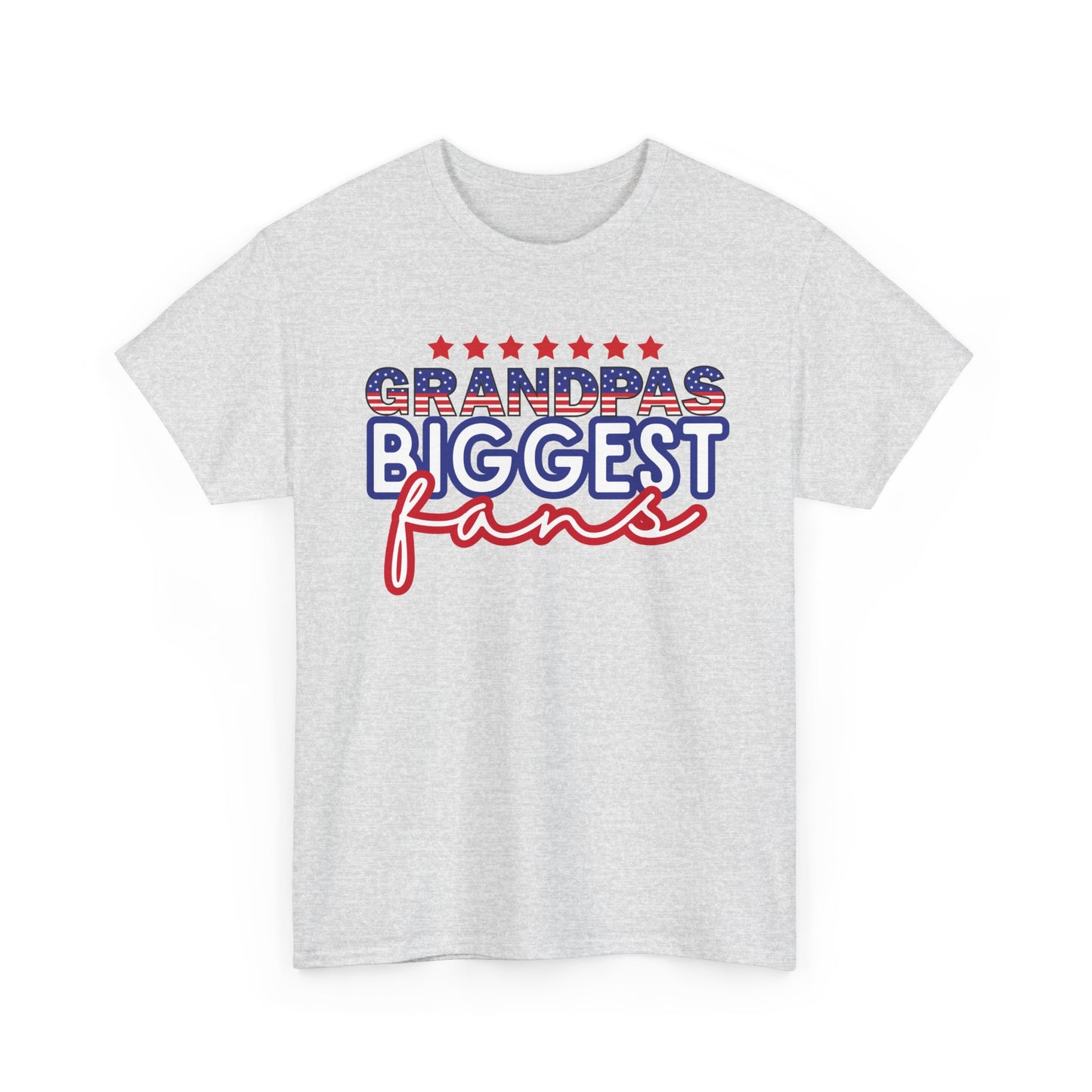Custom- Jolly- Grandpa's Biggest Fan Unisex Heavy Cotton Tee - Patriotic Family Shirt