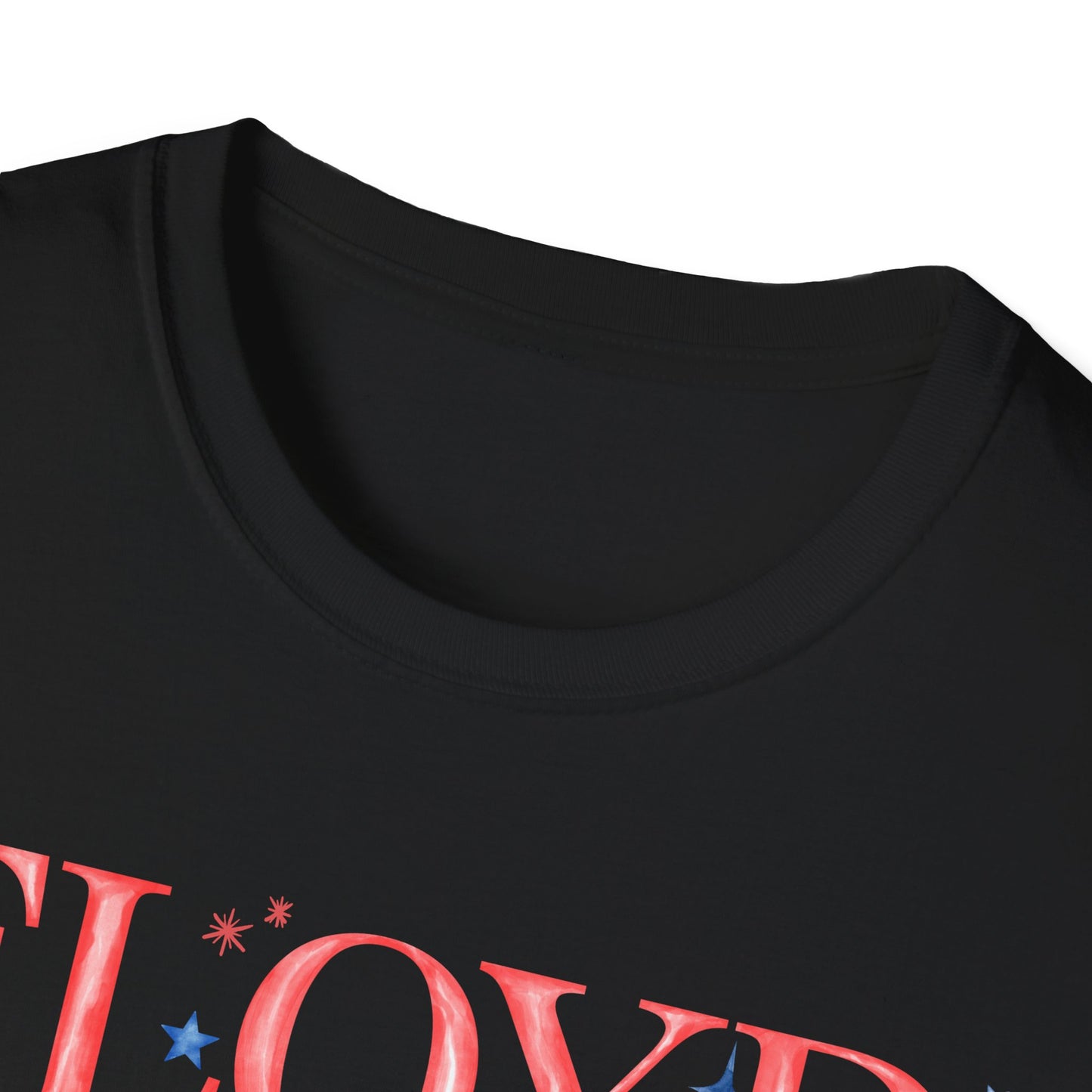 Flag Day Unisex Softstyle T-Shirt with FLOYD Shines Bright in Stars + Stripes Design- Holiday
