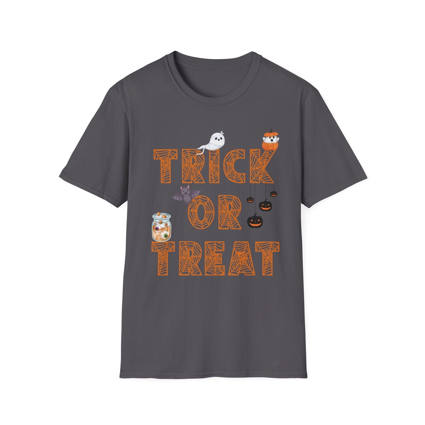 Trick or Treat Halloween Themed T-Shirt- Unisex Softstlye