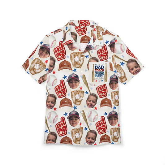 Fatherhood- Personalized Baseball DAD- Hawaiian Button-Down Shirt -Fathers Day