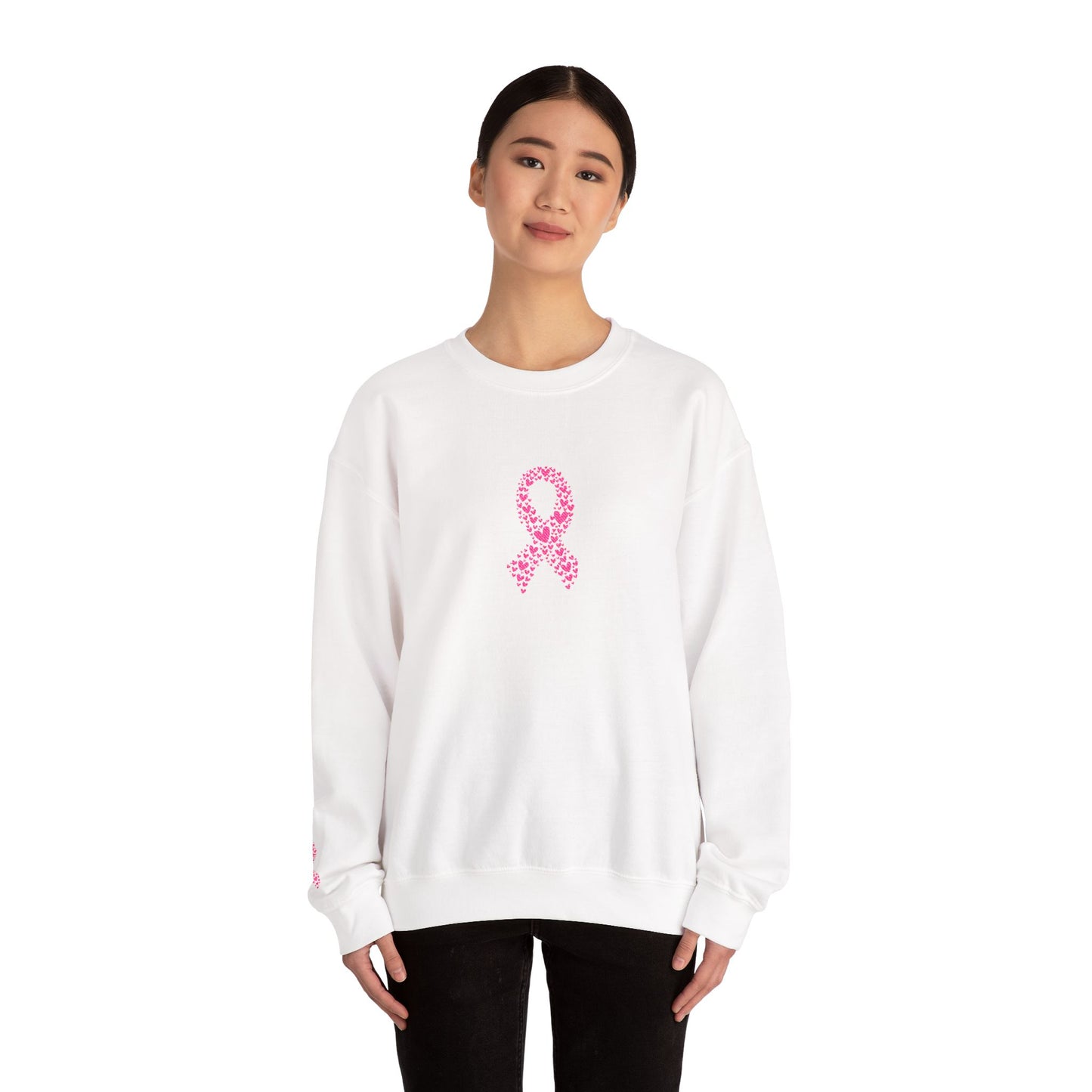 Embroidered Pink Ribbon Awareness Sweatshirt - Cozy Unisex Crewneck