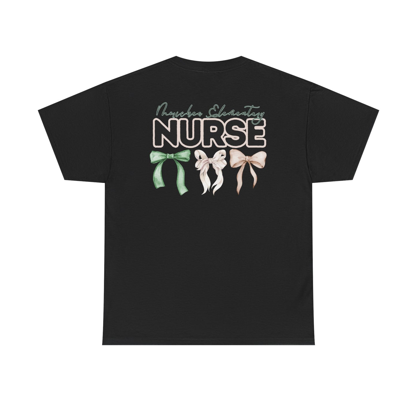 Moriches Nurse and Bows- Unisex Heavy Cotton Tee with Bow Design