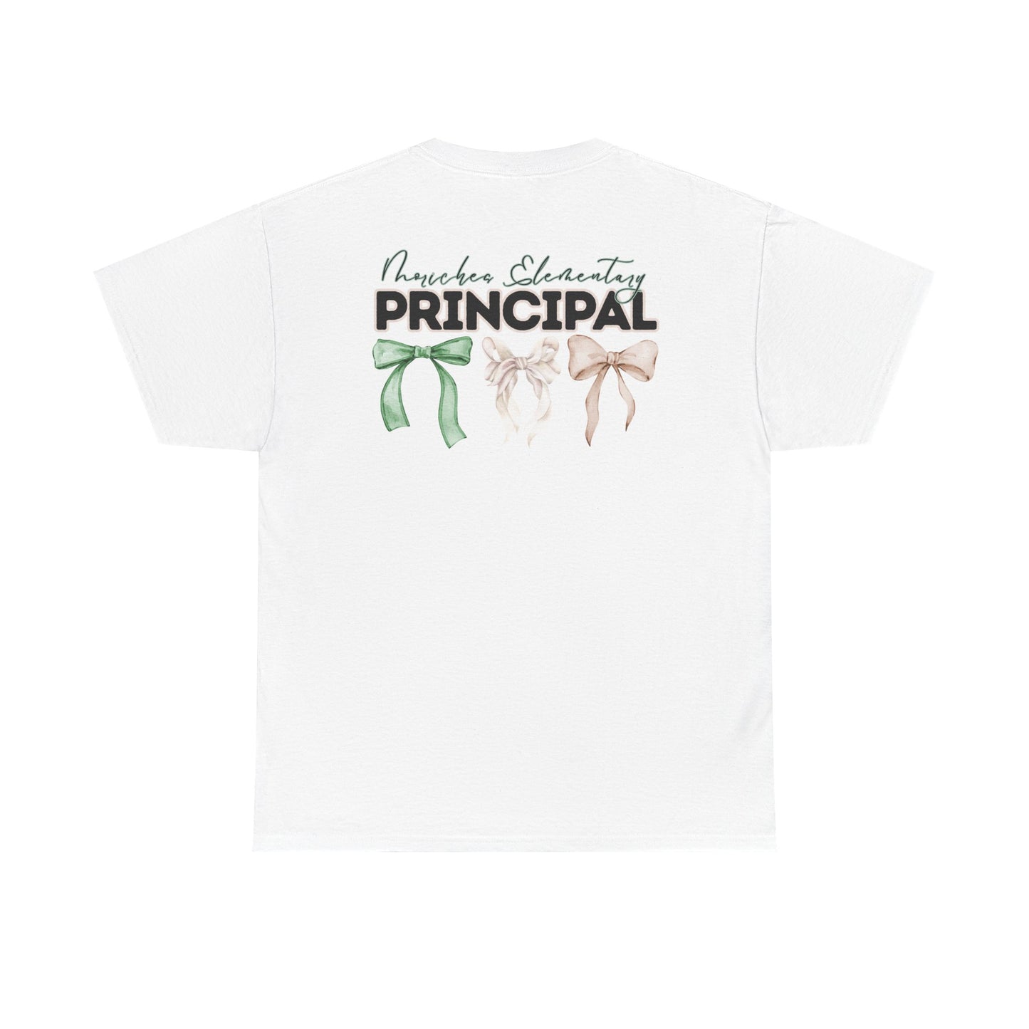 Moriches Principal and Bows- Unisex Heavy Cotton Tee with Bow Design