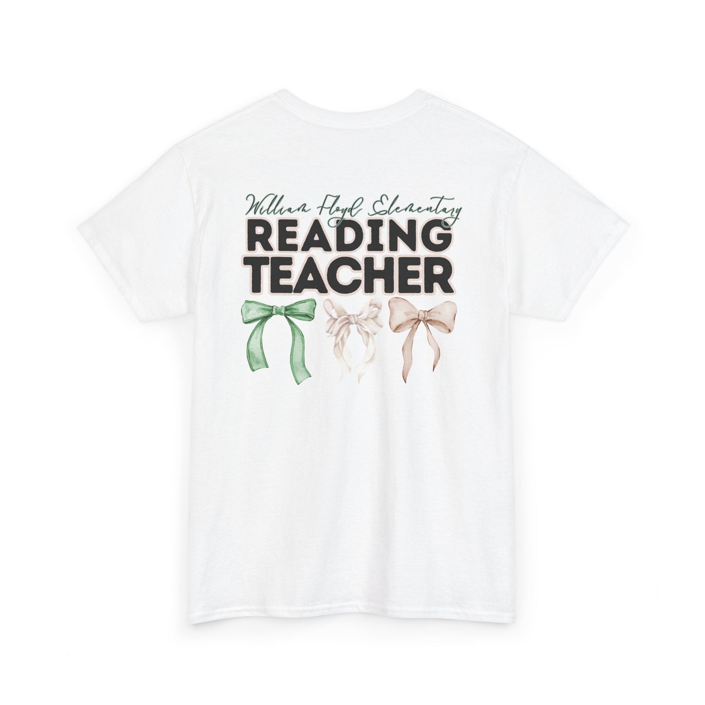 WFE Reading Teacher and Bows- Unisex Heavy Cotton Tee with Bow Design