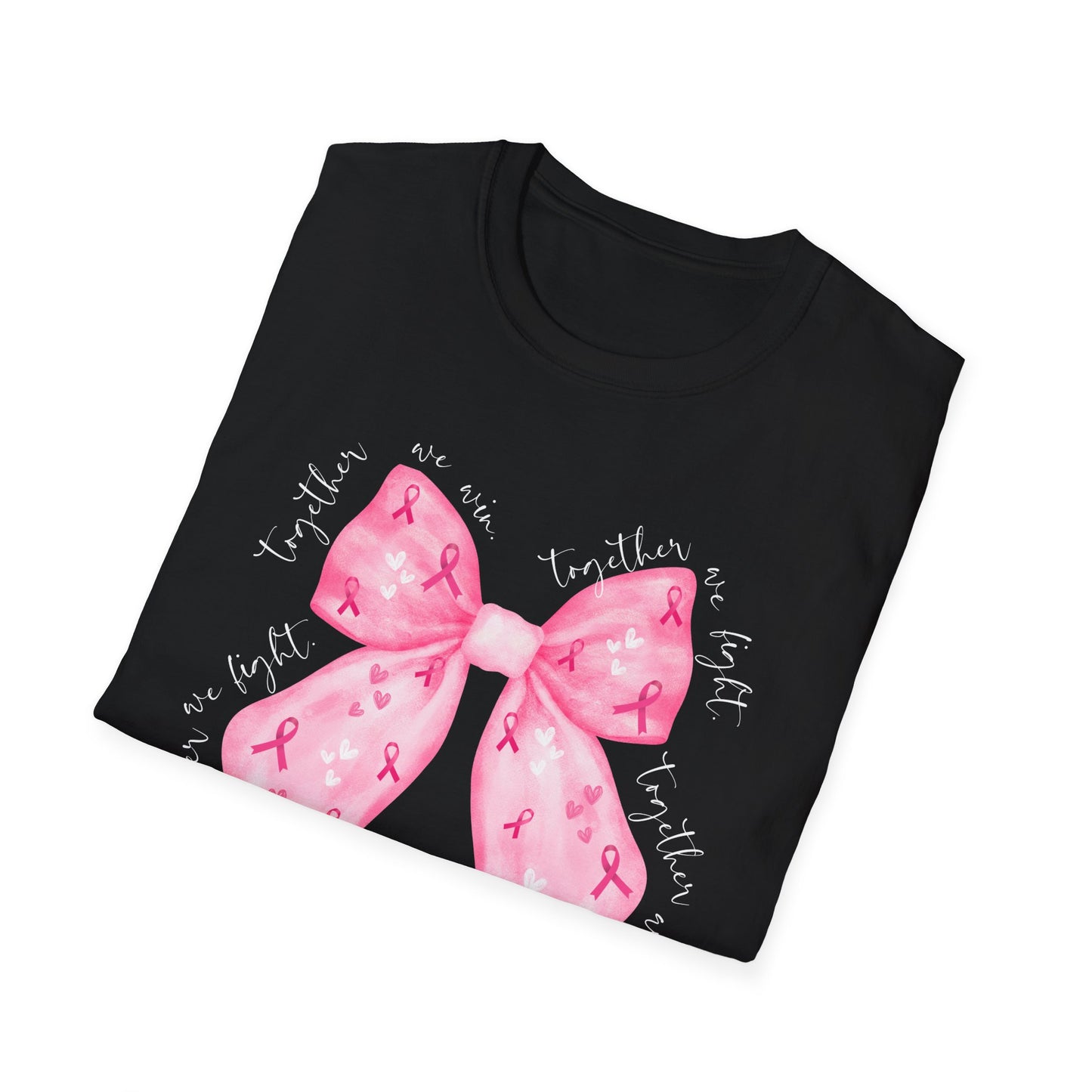 We Fight, We Win- Breast Cancer Awareness Tee, Unisex Softstyle T-Shirt