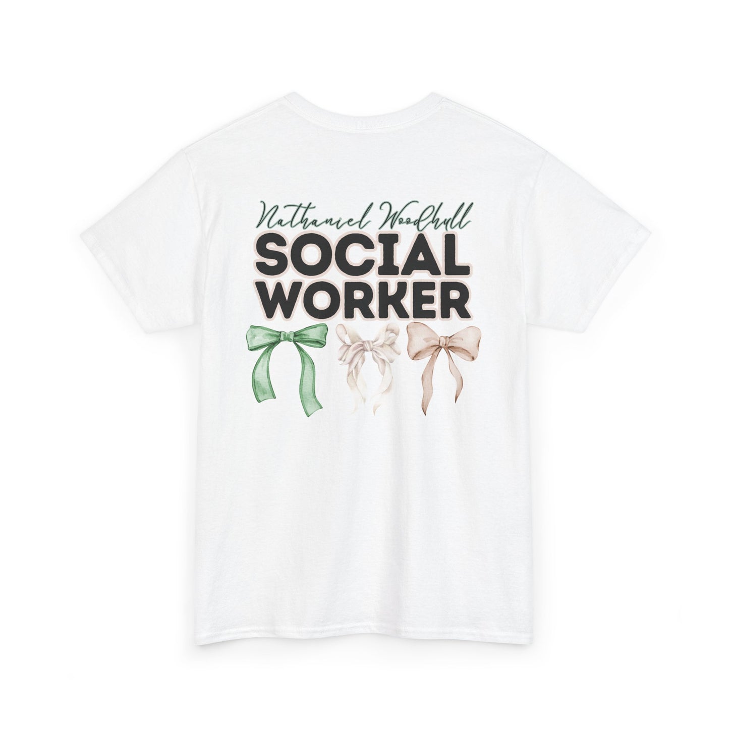 Woodhull Social Worker and Bows- Unisex Heavy Cotton Tee with Bow Design