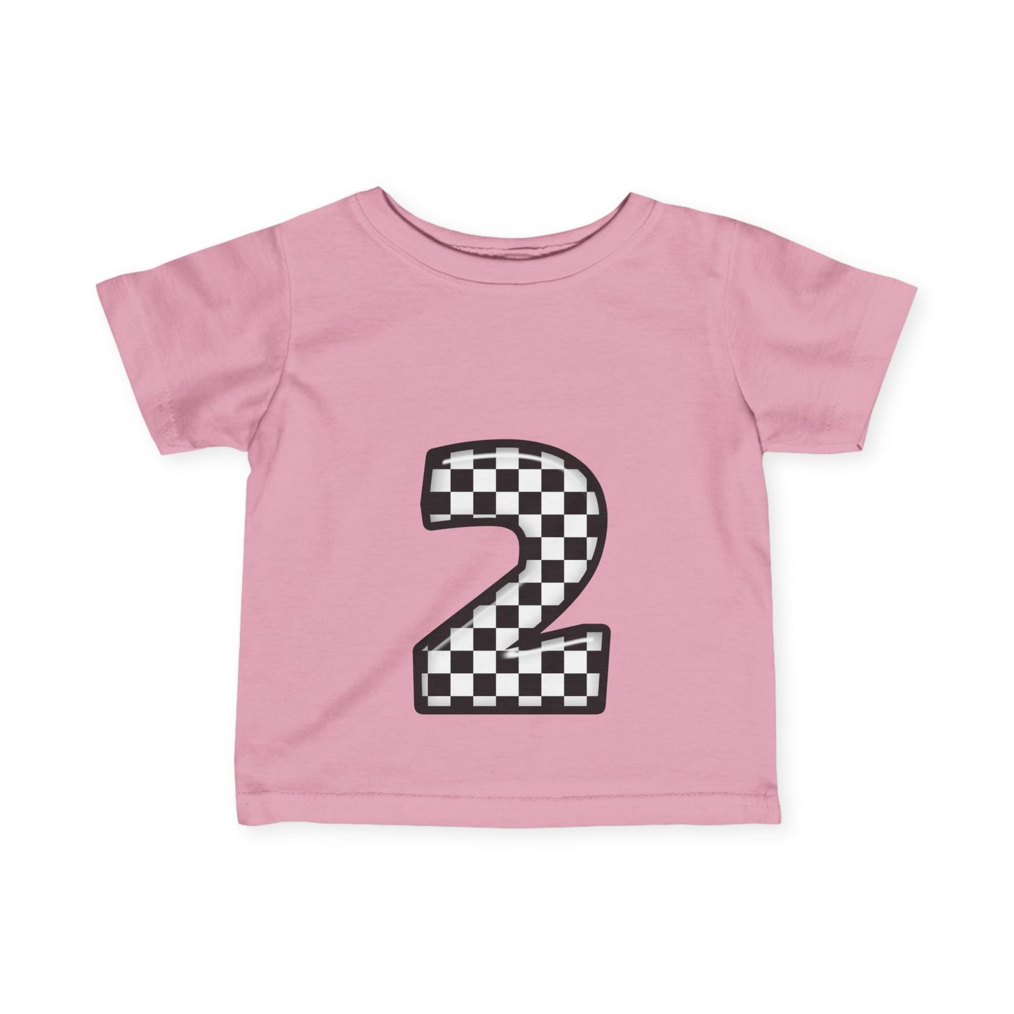 Mini-Checkered Number 2 Infant Jersey Tee - Perfect for Birthday Celebrations