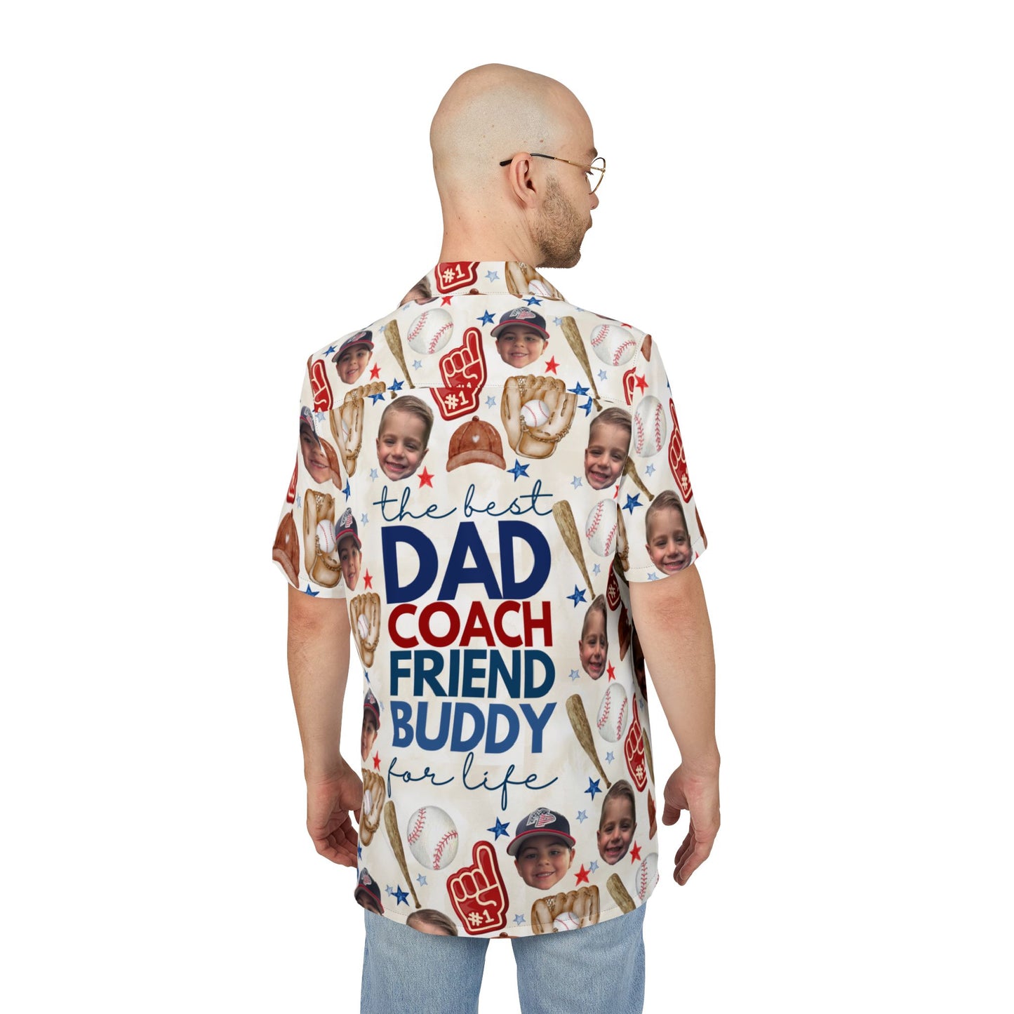 Fatherhood- Personalized Baseball DAD- Hawaiian Button-Down Shirt -Fathers Day