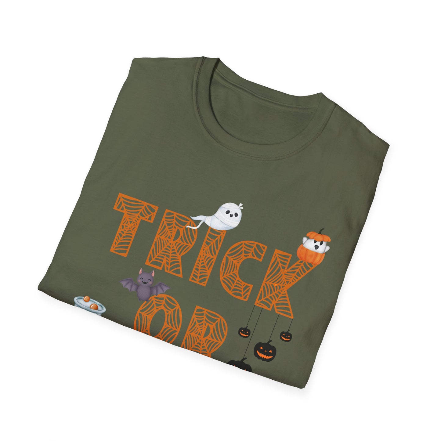 Trick or Treat Halloween Themed T-Shirt- Unisex Softstlye