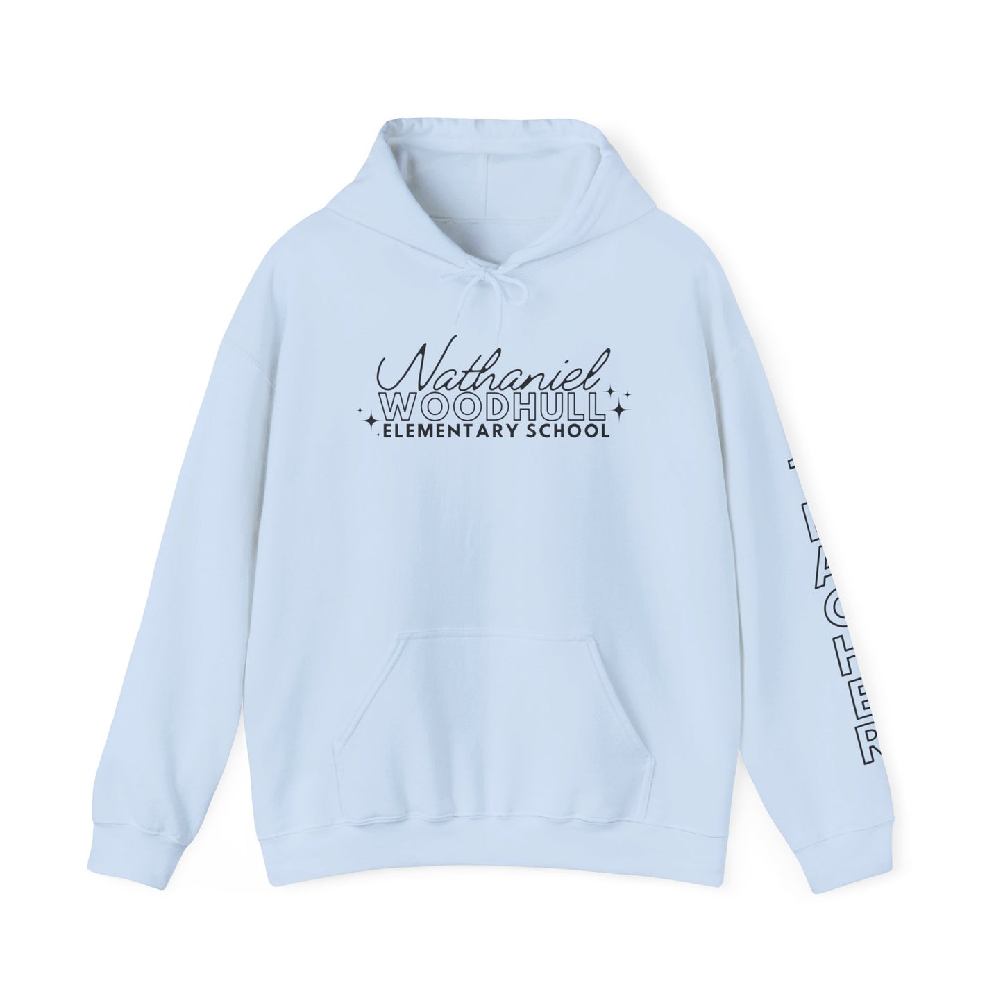 Woodhull Teacher Simple Design Hoodie w/ Teacher on Sleeve - Cozy Unisex Sweatshirt