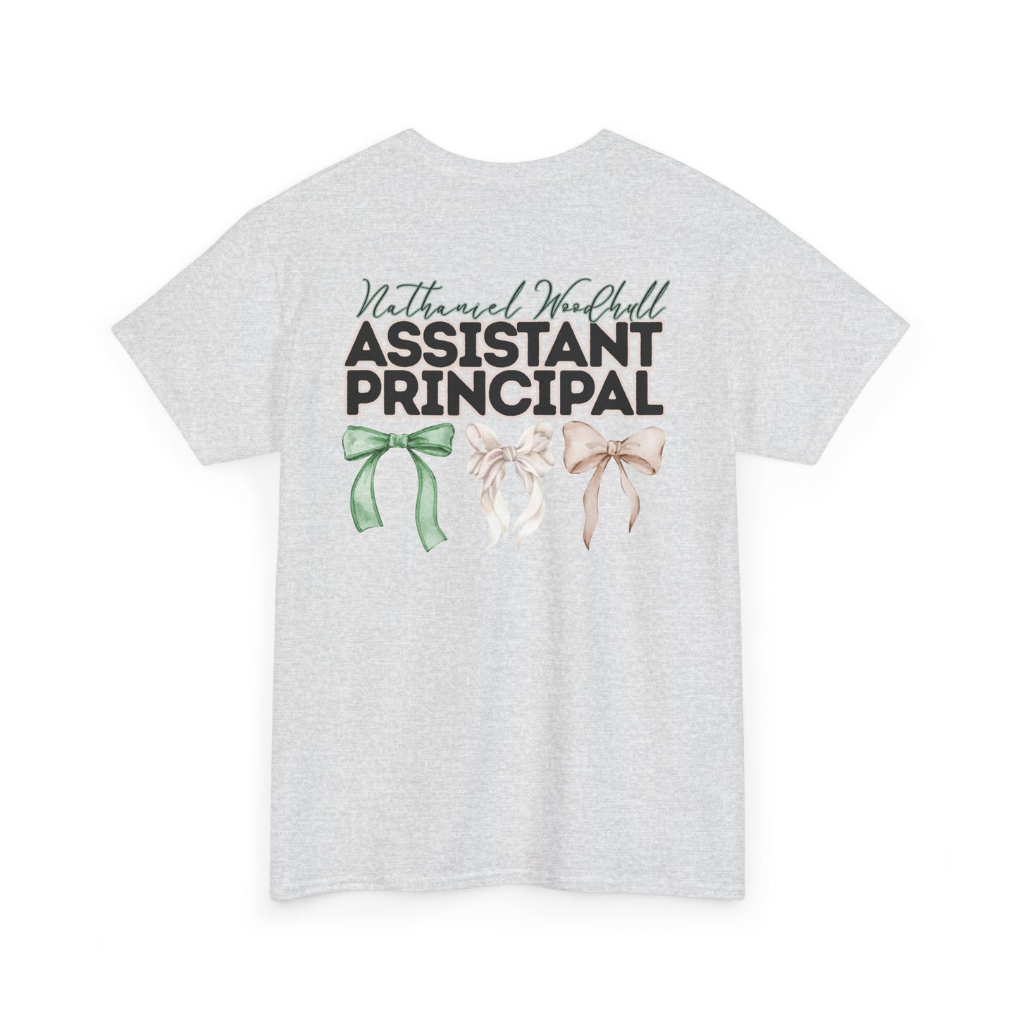 Woodhull Assistant Principal and Bows- Unisex Heavy Cotton Tee with Bow Design