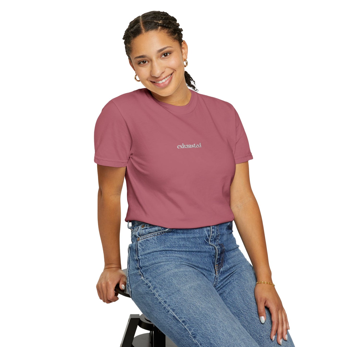 Exhausted- One Word- Garment-Dyed Unisex Tee