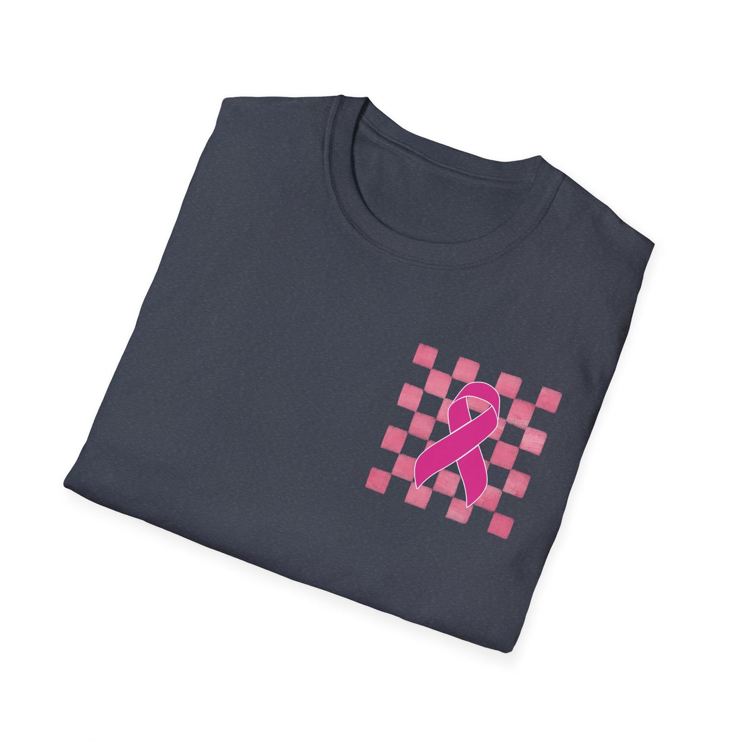 Checkered Pink Ribbon Awareness T-Shirt | Softstyle Tee