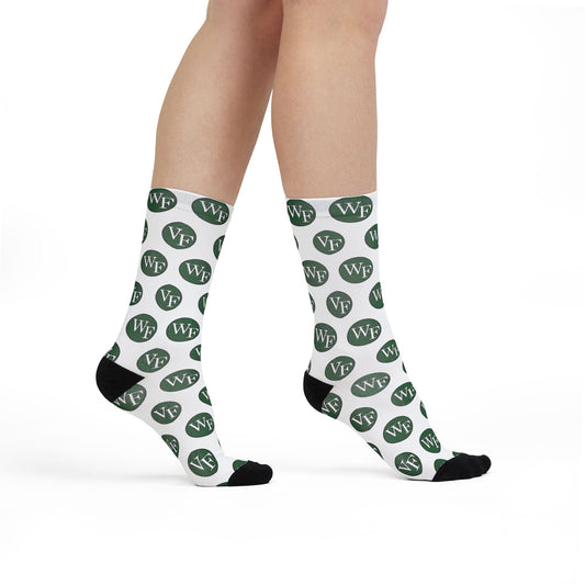 WF Monogram White Crew Socks