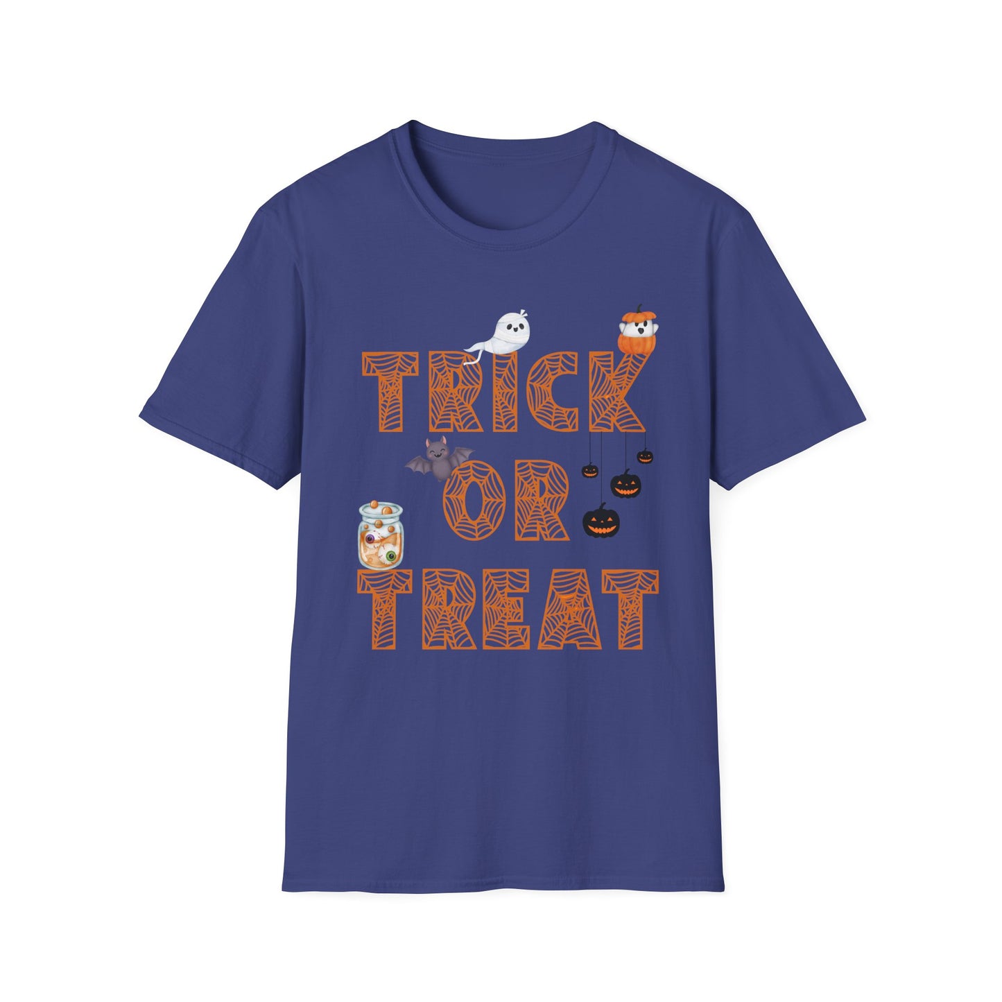 Trick or Treat Halloween Themed T-Shirt- Unisex Softstlye
