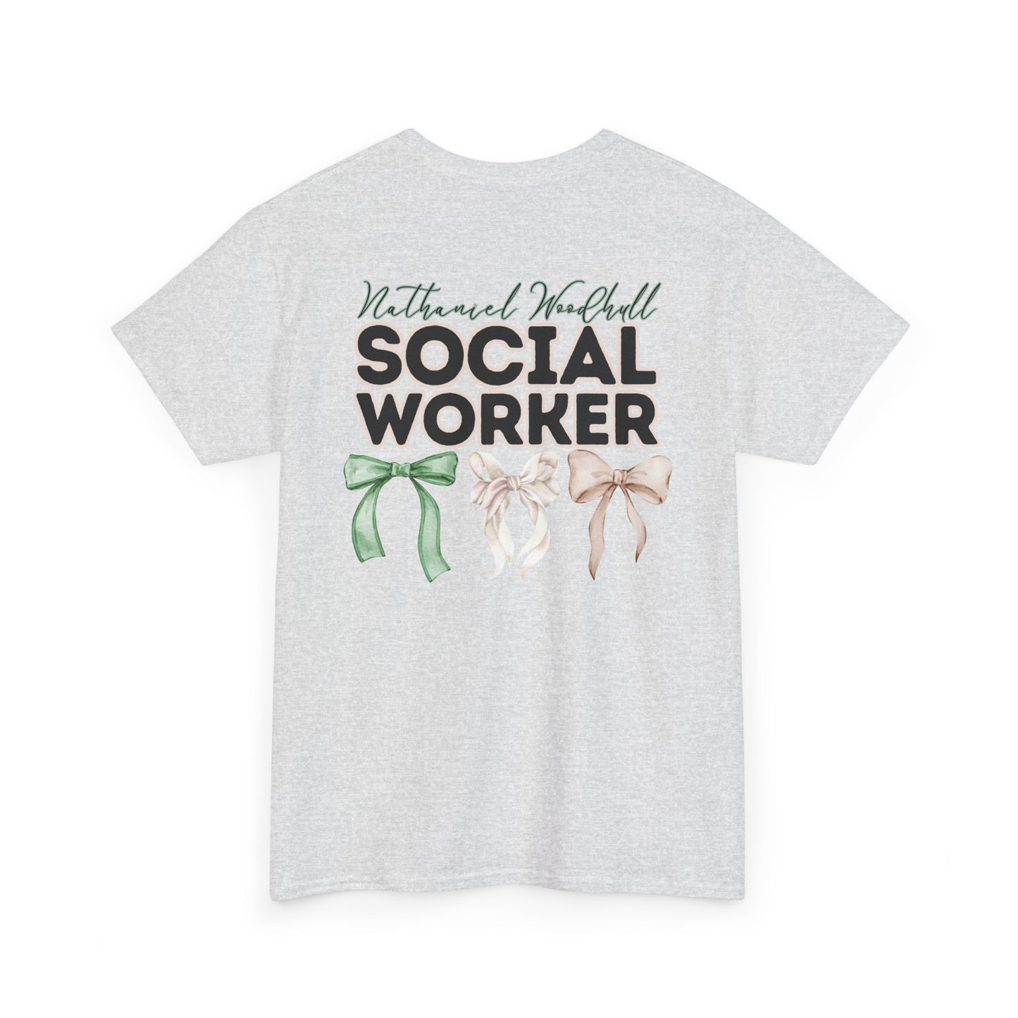 Woodhull Social Worker and Bows- Unisex Heavy Cotton Tee with Bow Design