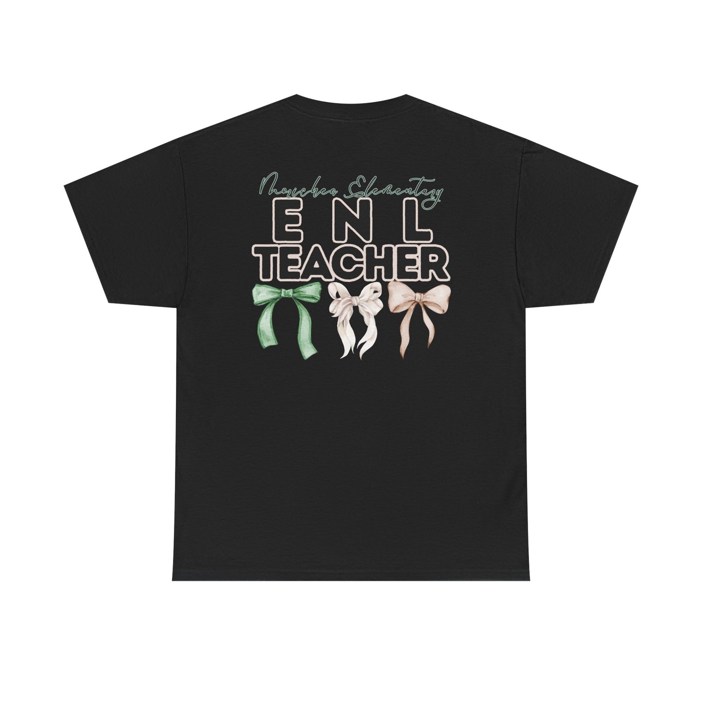 Moriches ENL Teacher and Bows- Unisex Heavy Cotton Tee with Bow Design
