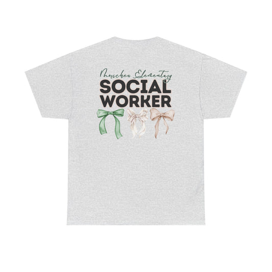 Moriches Social Worker and Bows- Unisex Heavy Cotton Tee with Bow Design