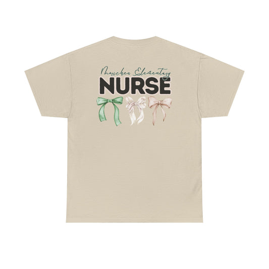 Moriches Nurse and Bows- Unisex Heavy Cotton Tee with Bow Design