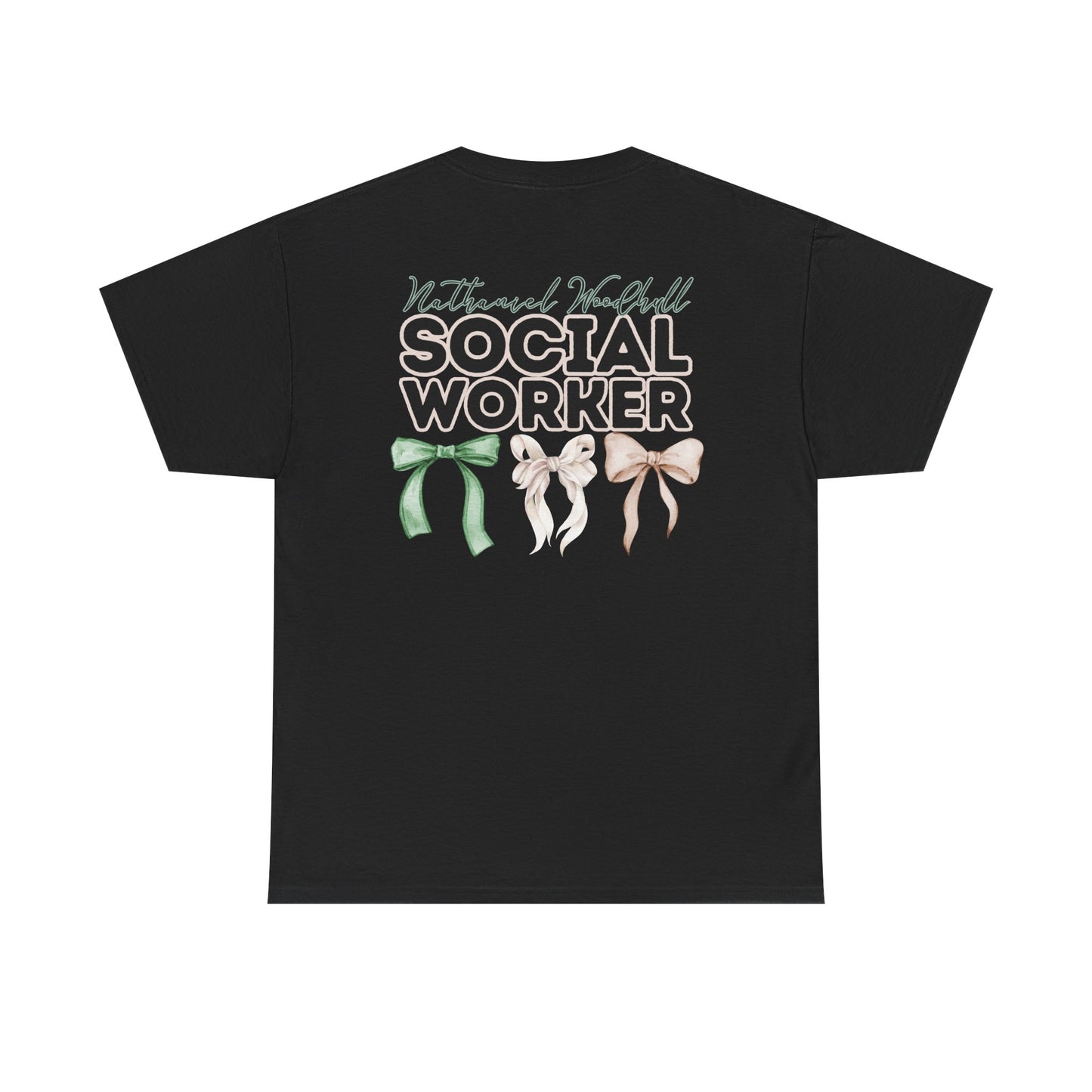 Woodhull Social Worker and Bows- Unisex Heavy Cotton Tee with Bow Design