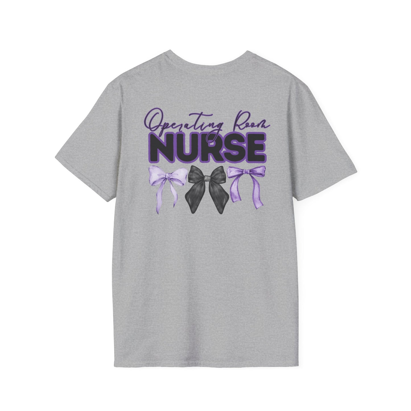 OR Nurse Softstyle T-Shirt with Bow Design- Healthcare