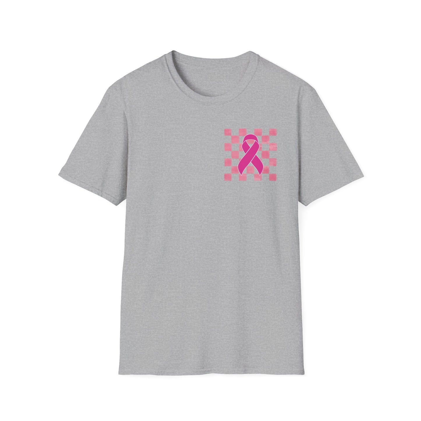 Checkered Pink Ribbon Awareness T-Shirt | Softstyle Tee