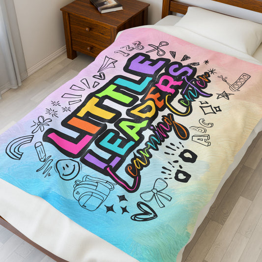 Little Leaders Doodle Design Velveteen Plush Blanket - Cozy Plush Throw