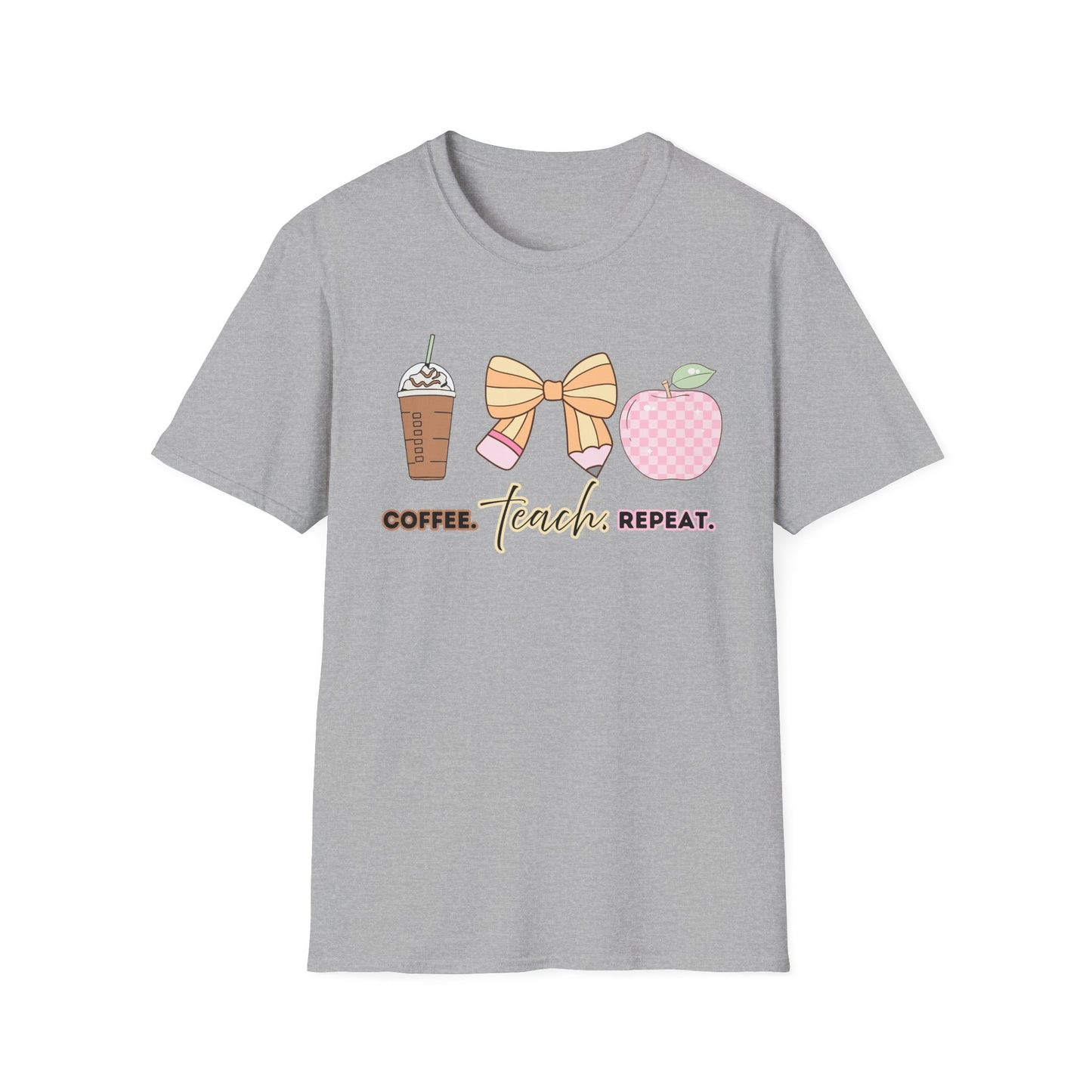 Coffee Teach Repeat Unisex Softstyle T-Shirt - Teacher
