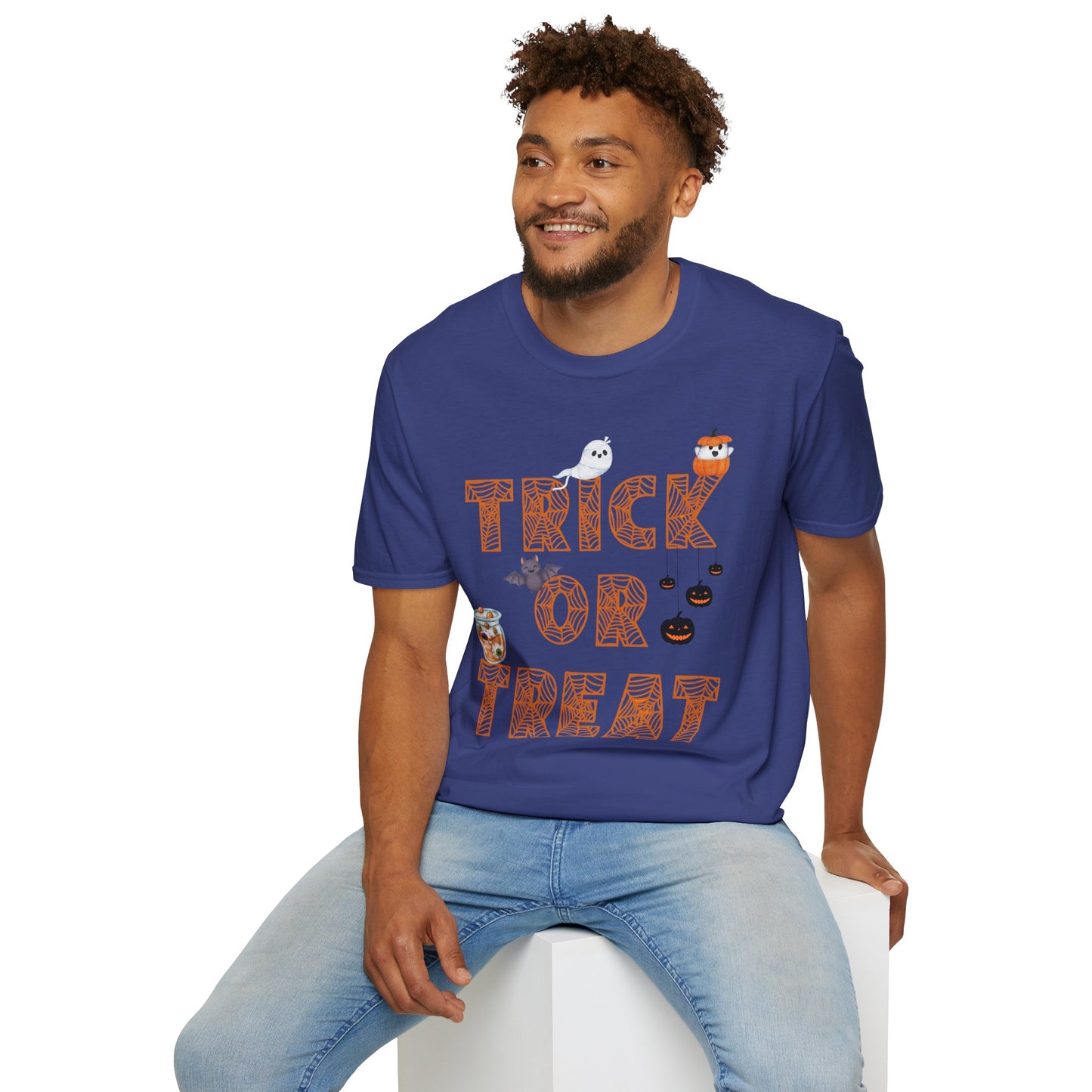 Trick or Treat Halloween Themed T-Shirt- Unisex Softstlye