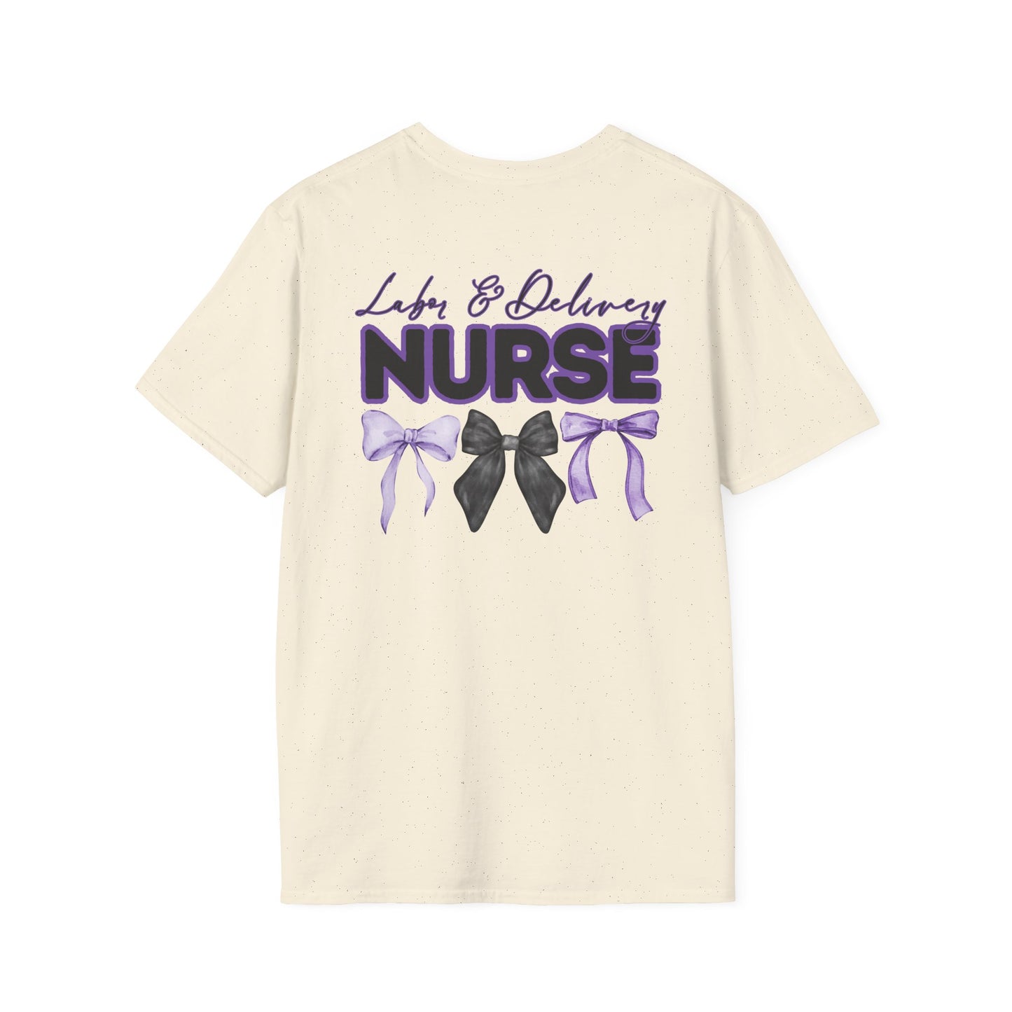 L+D Nurse Softstyle T-Shirt with Bow Design- Healthcare