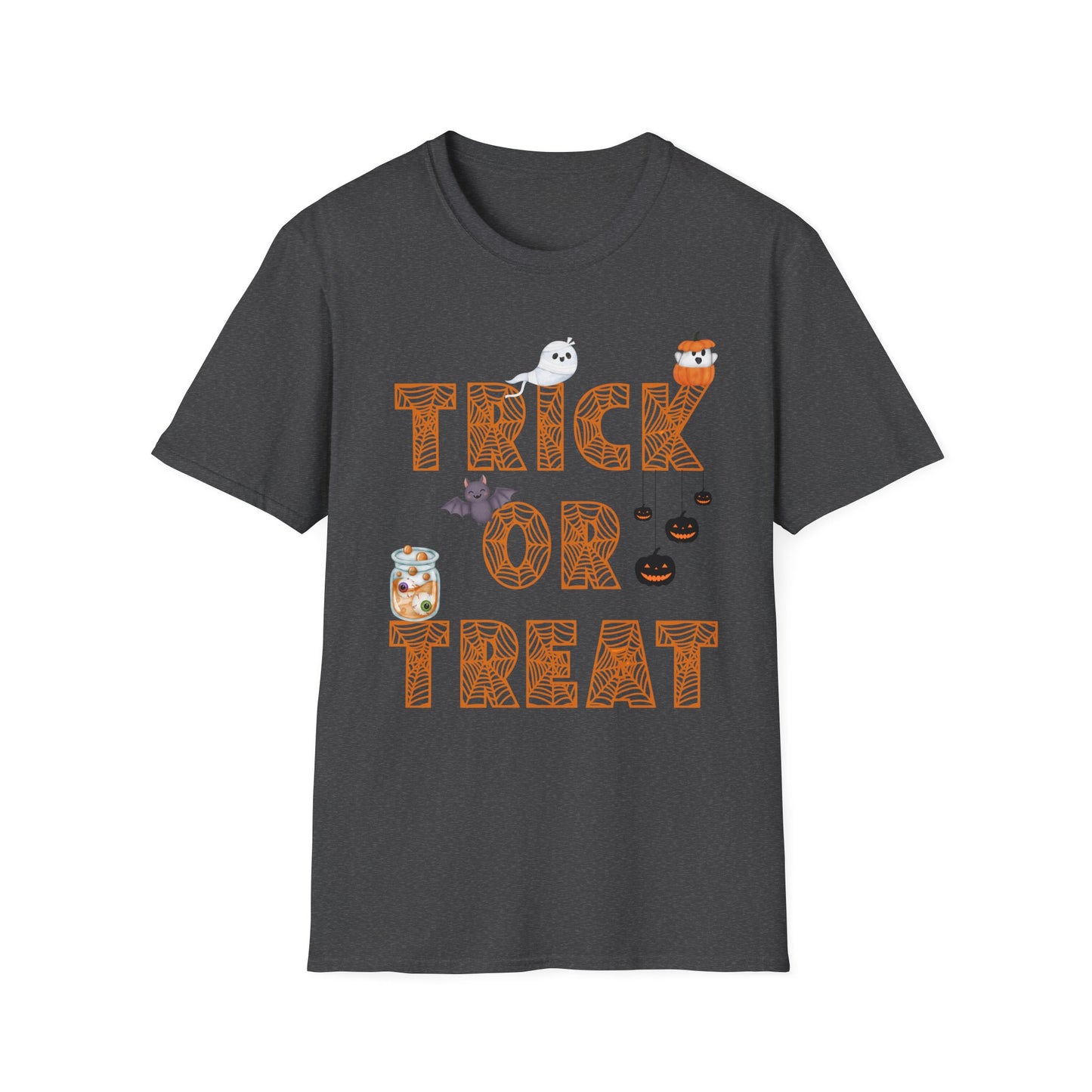 Trick or Treat Halloween Themed T-Shirt- Unisex Softstlye