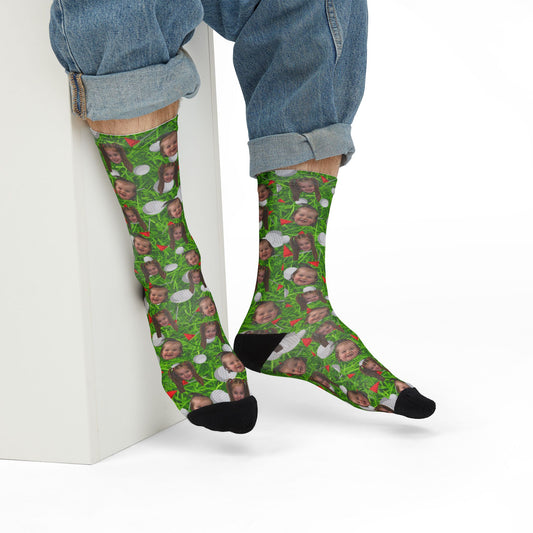 Paige- Golf Socks- Personalized Face- Crew Socks