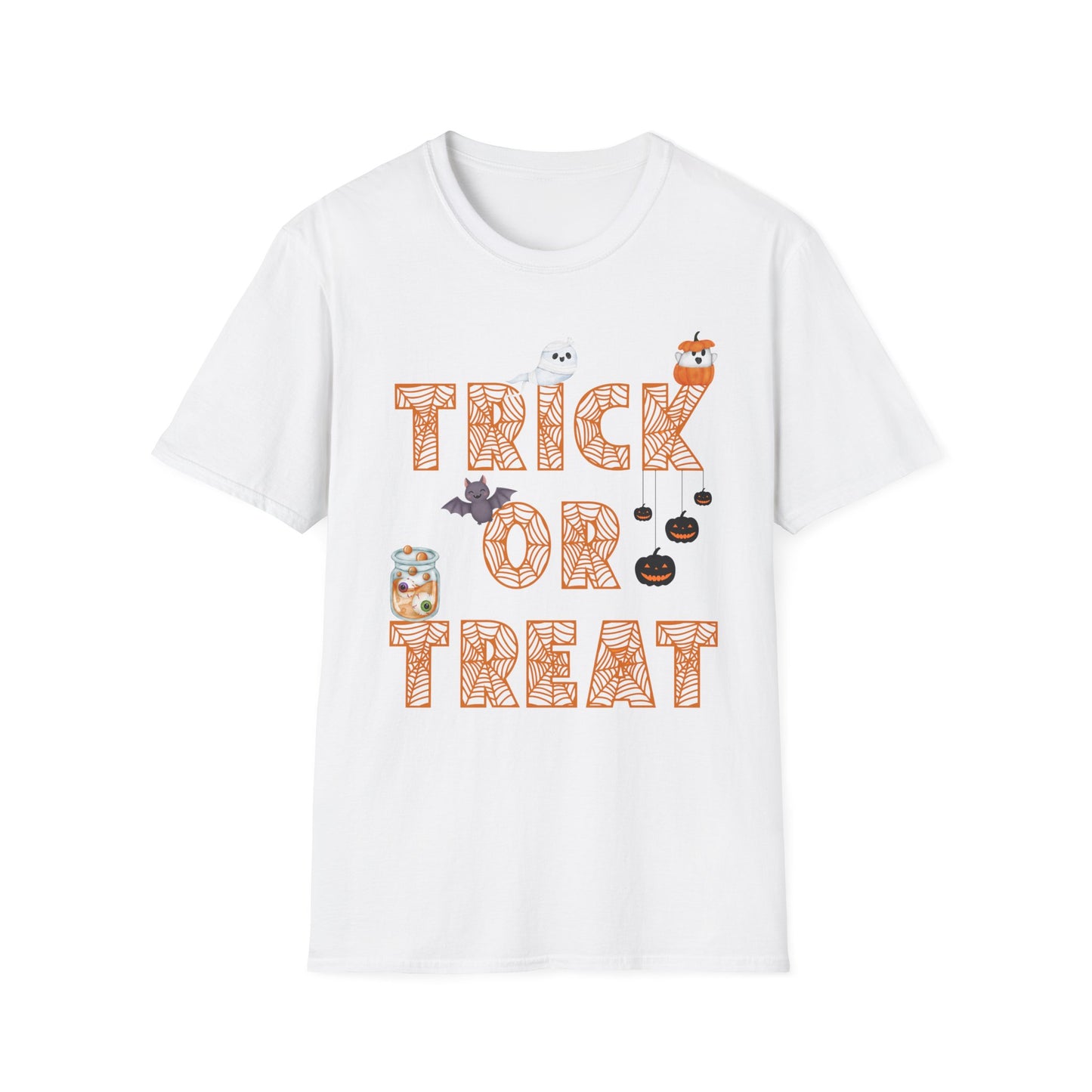 Trick or Treat Halloween Themed T-Shirt- Unisex Softstlye