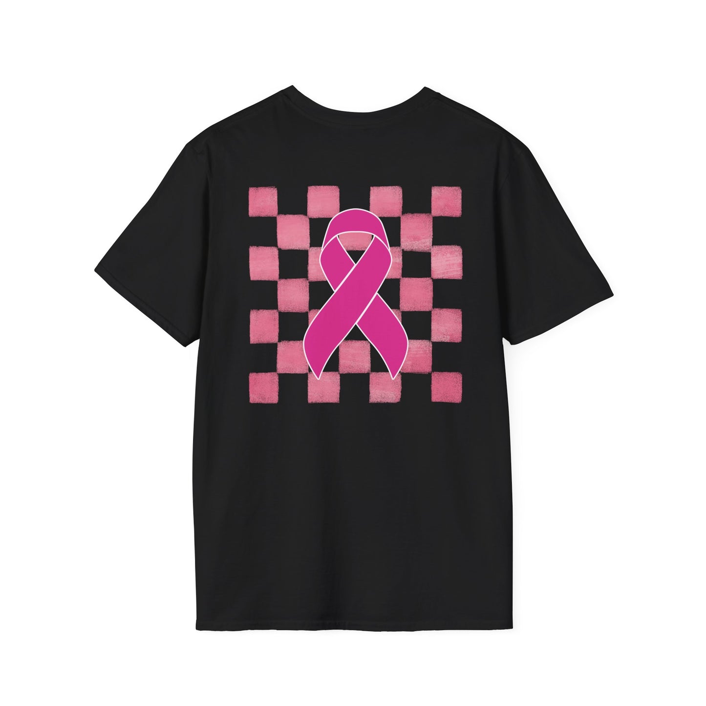 Checkered Pink Ribbon Awareness T-Shirt | Softstyle Tee