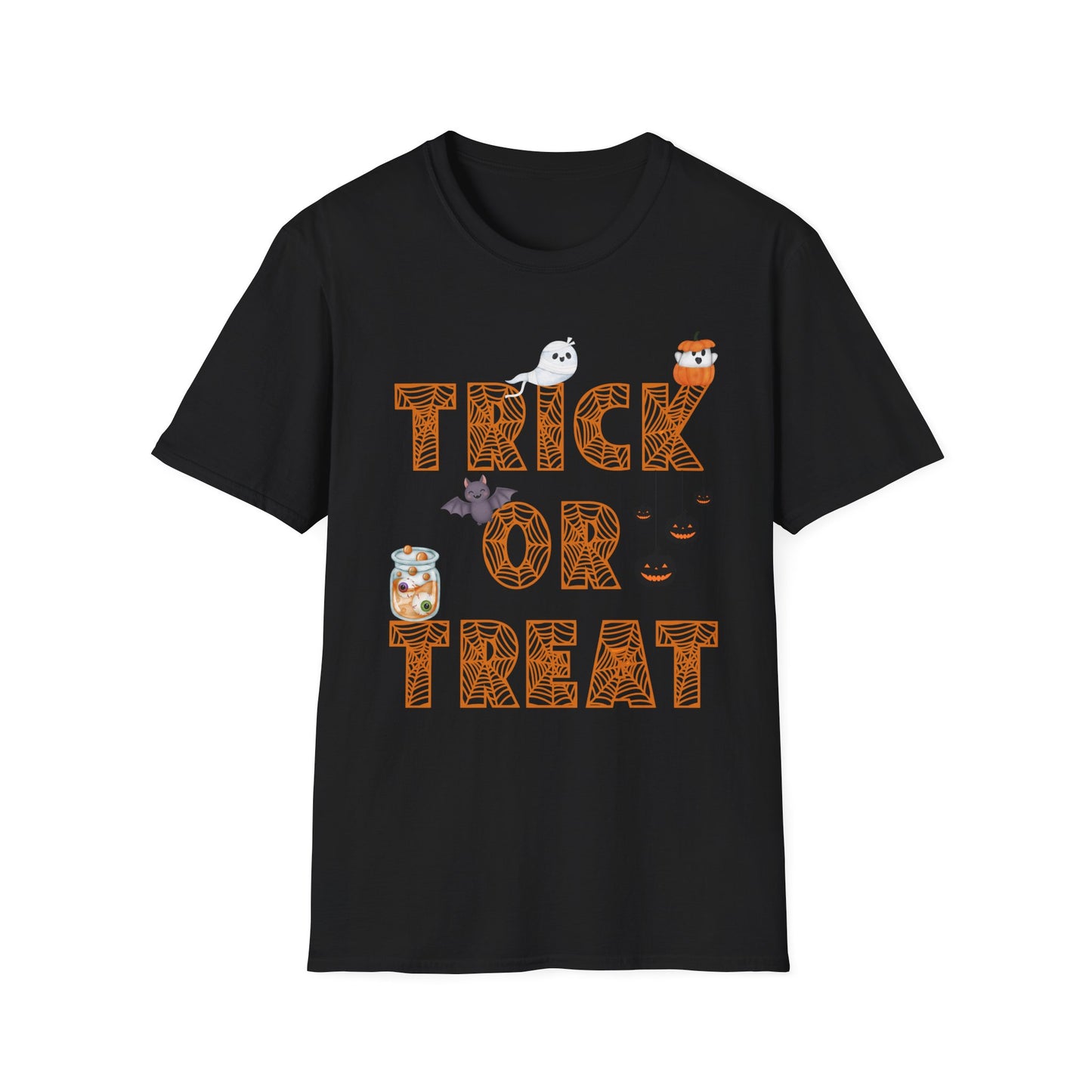 Trick or Treat Halloween Themed T-Shirt- Unisex Softstlye