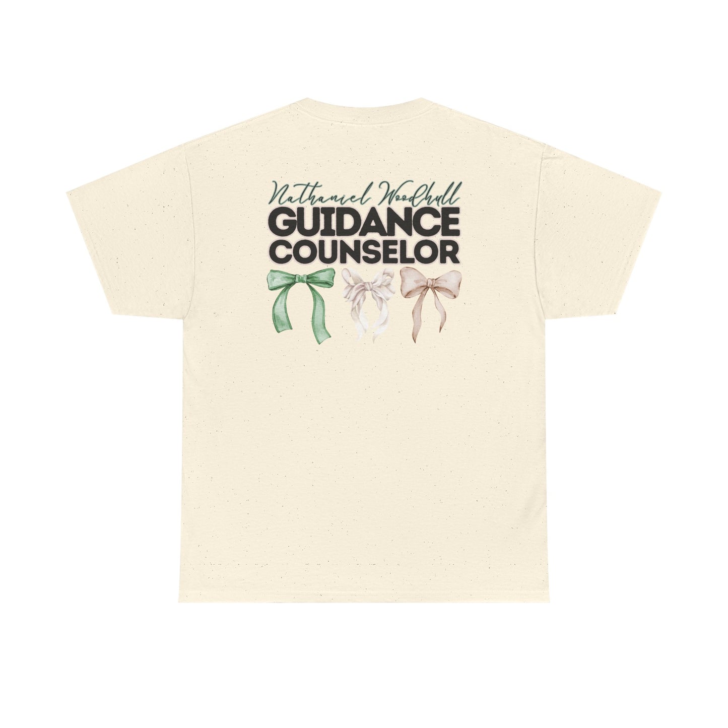 Woodhull Guidance Counselor and Bows- Unisex Heavy Cotton Tee with Bow Design