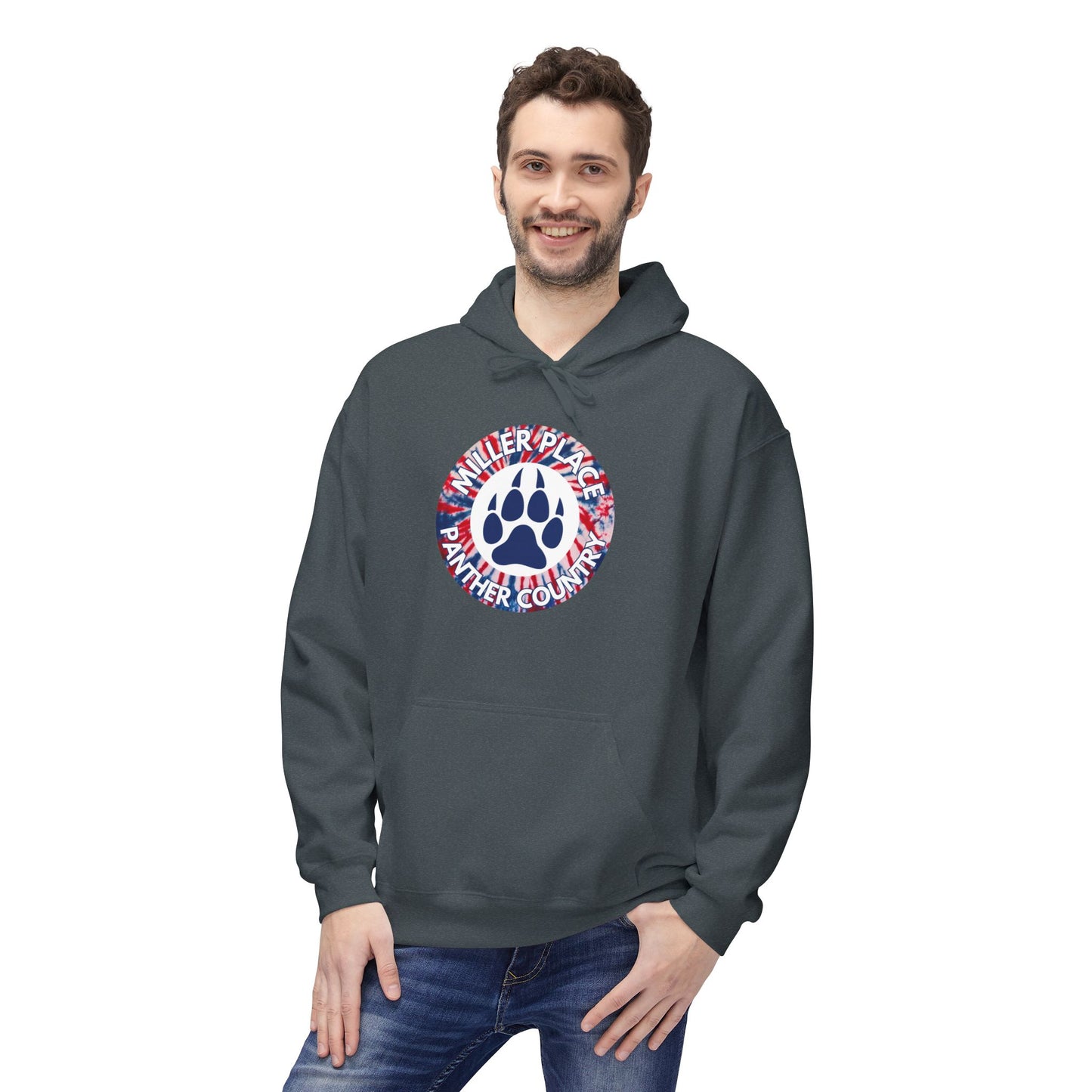 Miller Place Panther Country -Unisex Fleece Hoodie with Tie Dye Design