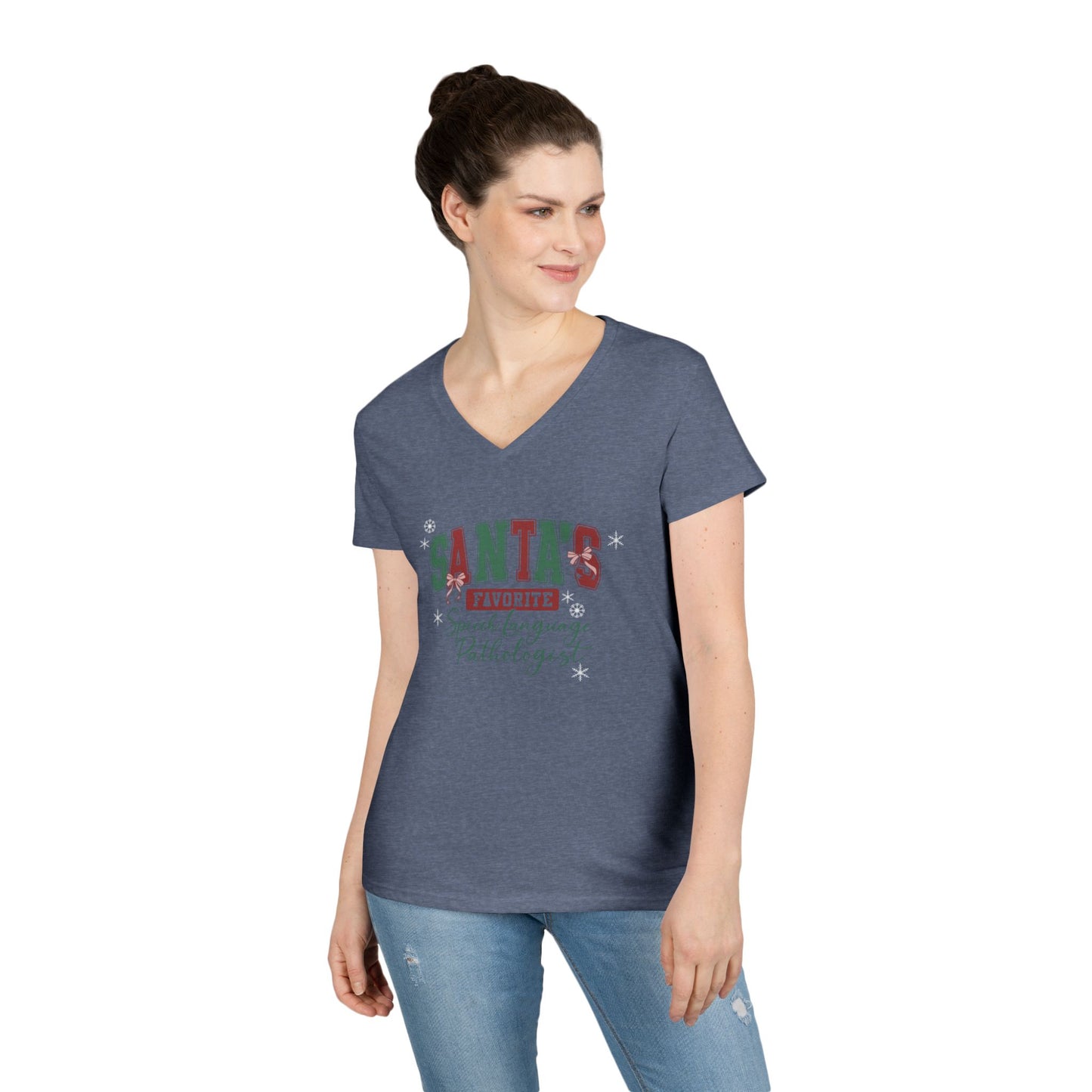 Santa’s Favorite Speech Language Pathologist- Christmas V-Neck Tee
