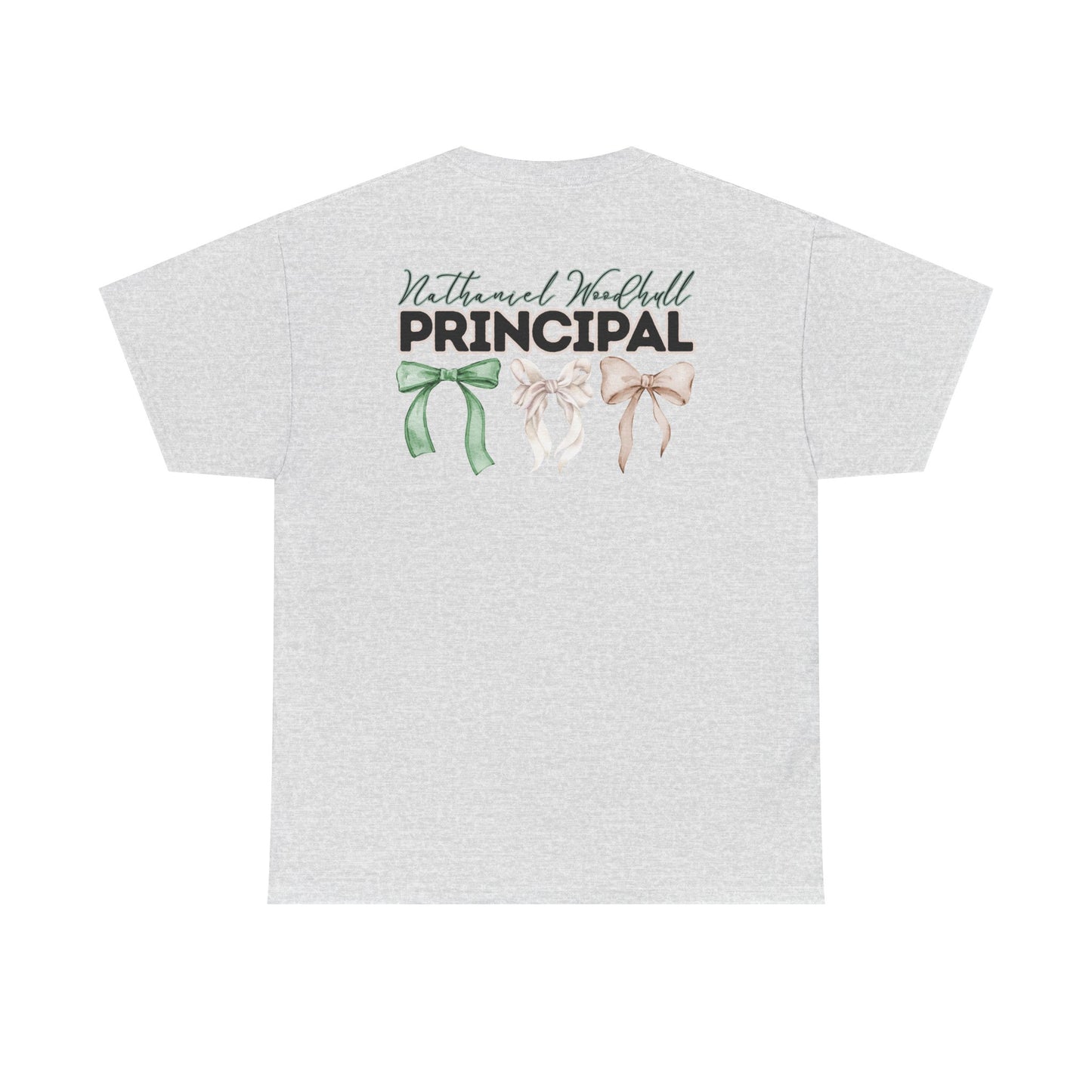 Woodhull Principal and Bows- Unisex Heavy Cotton Tee with Bow Design