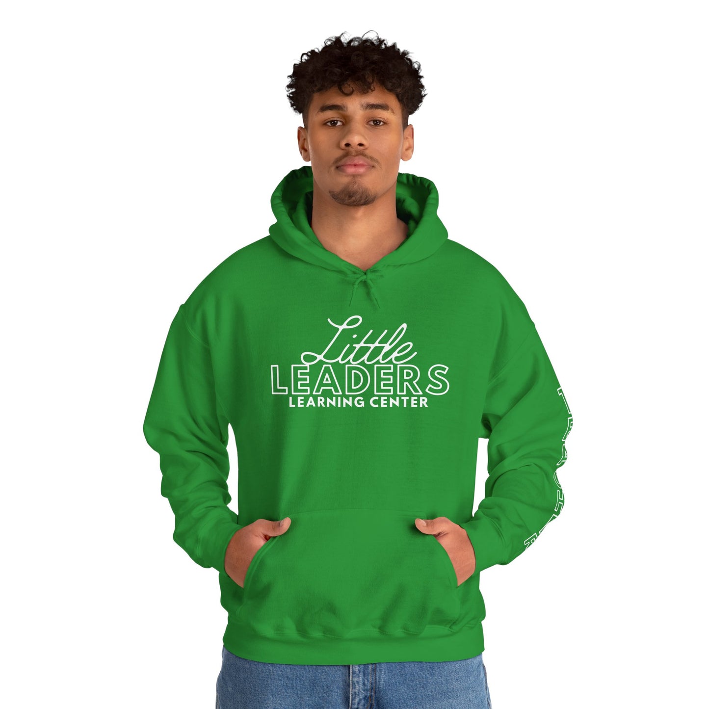 Little Leaders Teacher Simple Design Hoodie w/ Teacher on Sleeve - Cozy Unisex Sweatshirt