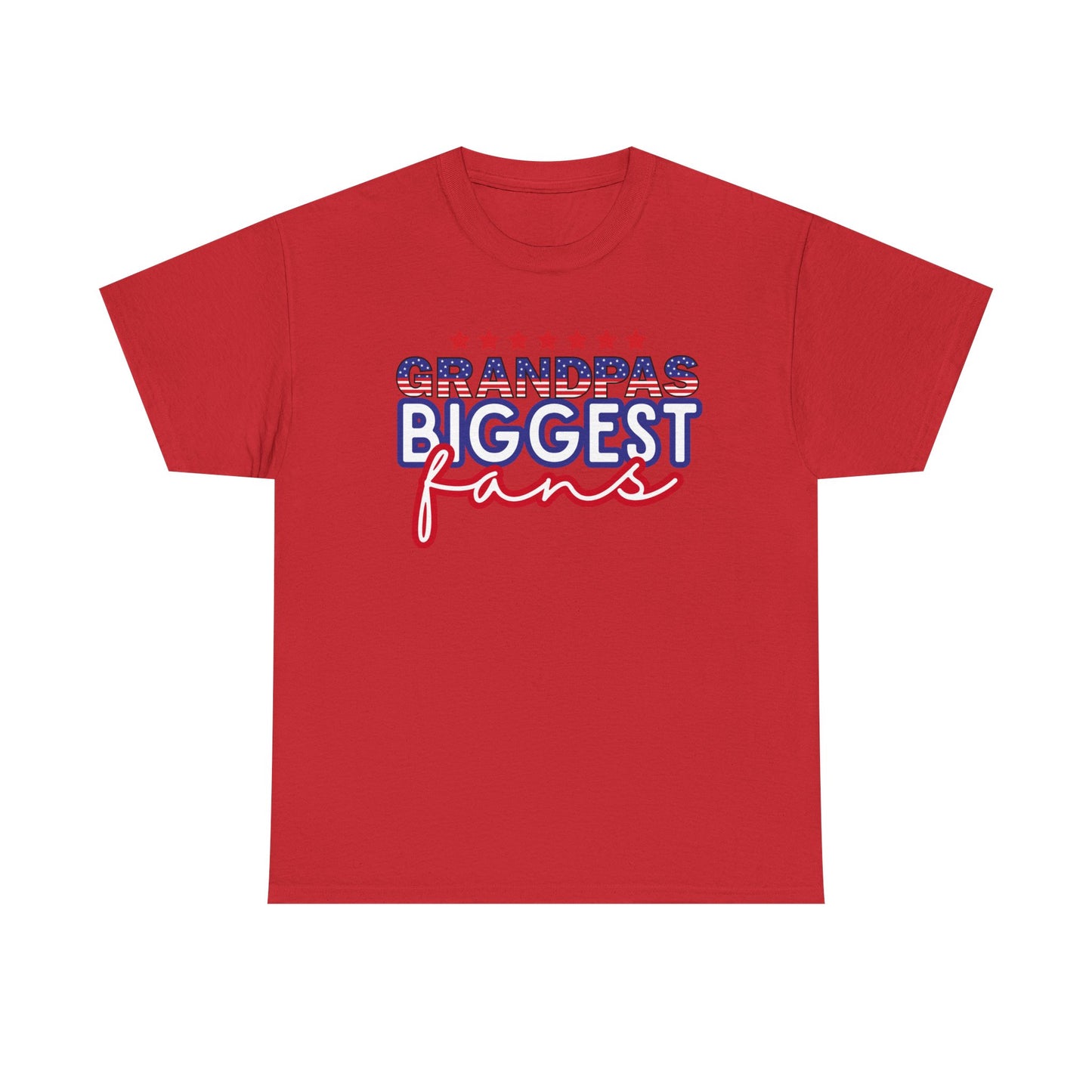 Custom- Jolly- Grandpa's Biggest Fan Unisex Heavy Cotton Tee - Patriotic Family Shirt