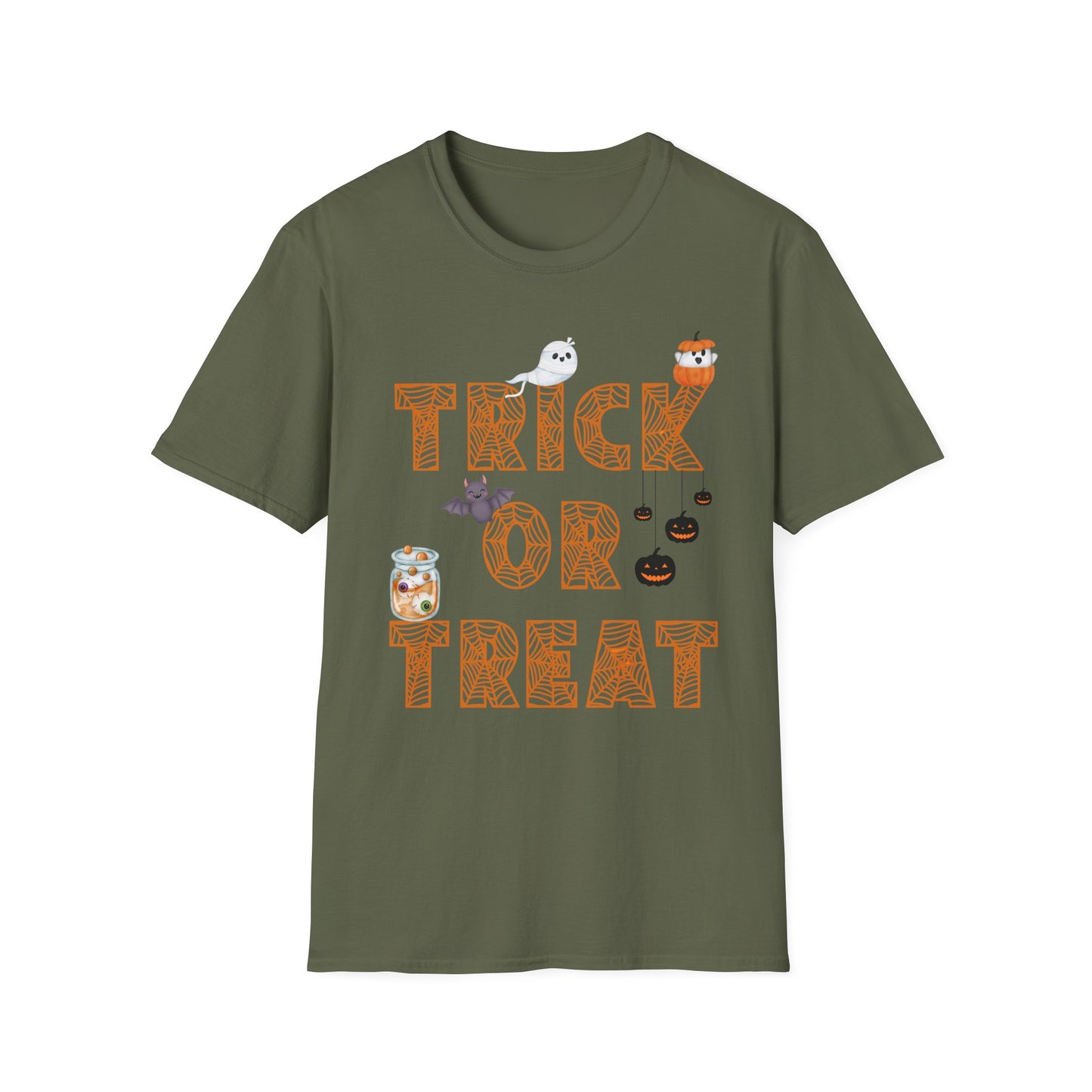 Trick or Treat Halloween Themed T-Shirt- Unisex Softstlye