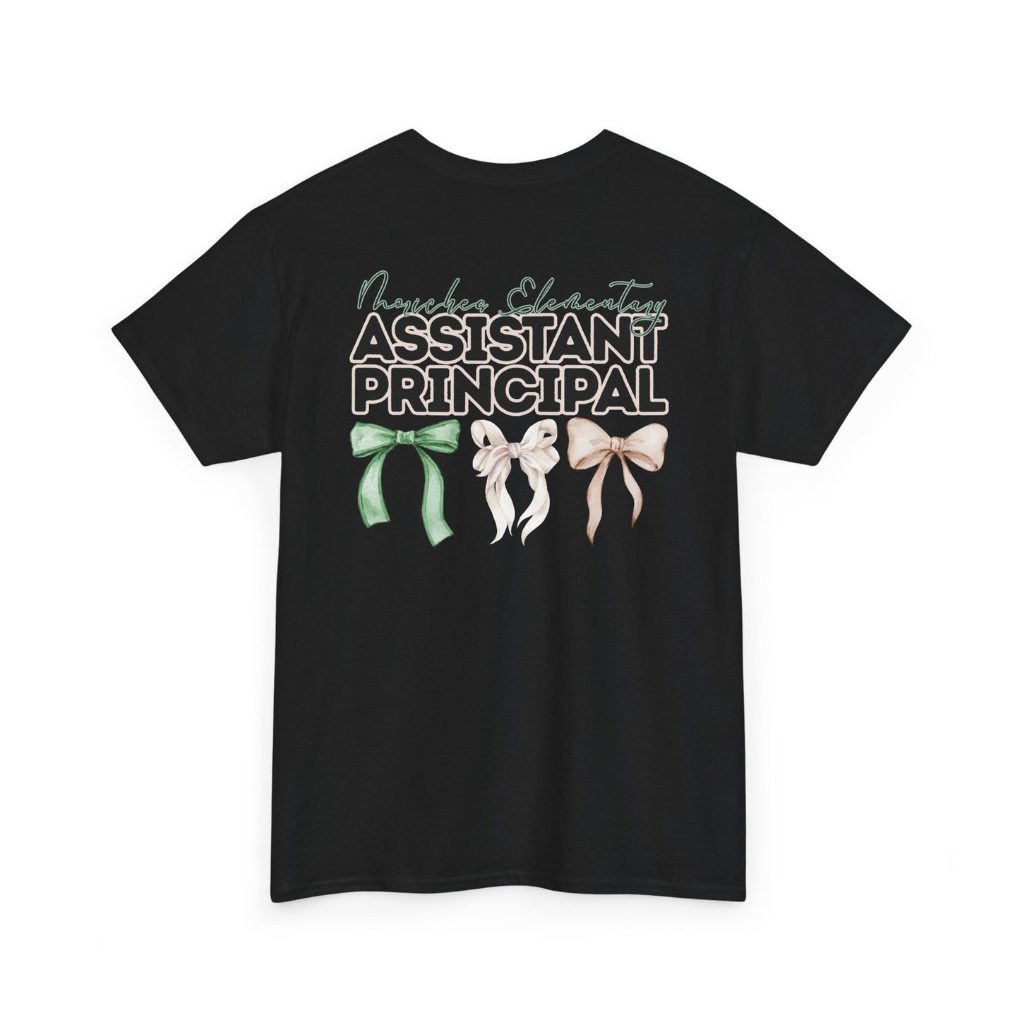 Moriches Assistant Principal and Bows- Unisex Heavy Cotton Tee with Bow Design